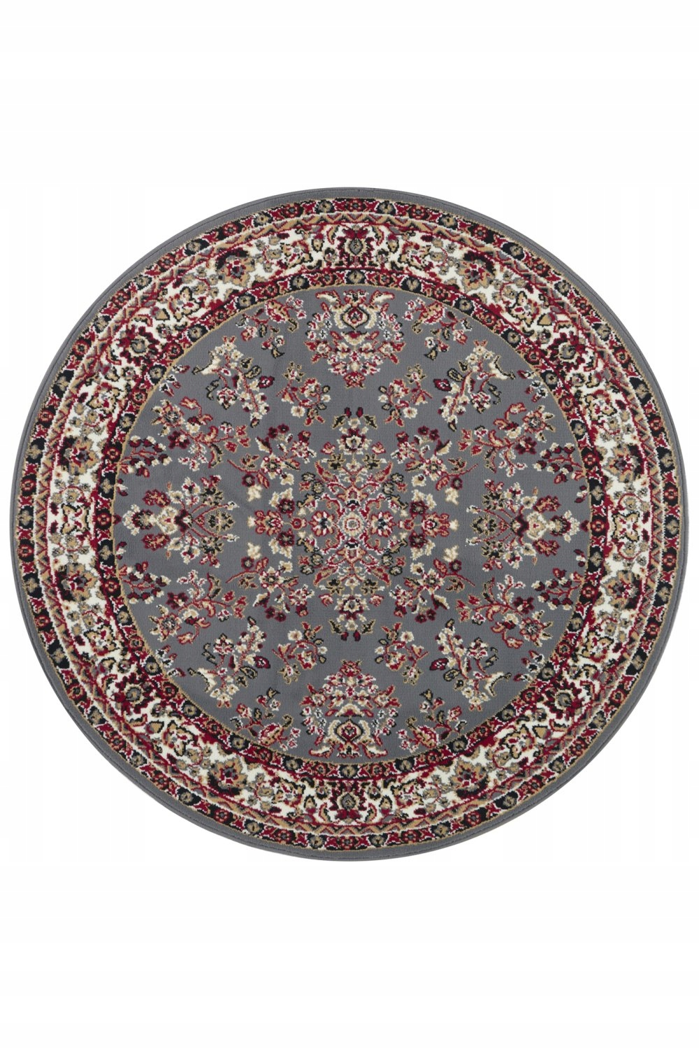Kulatý koberec, šedo krémový tradiční vzor 140 Cm