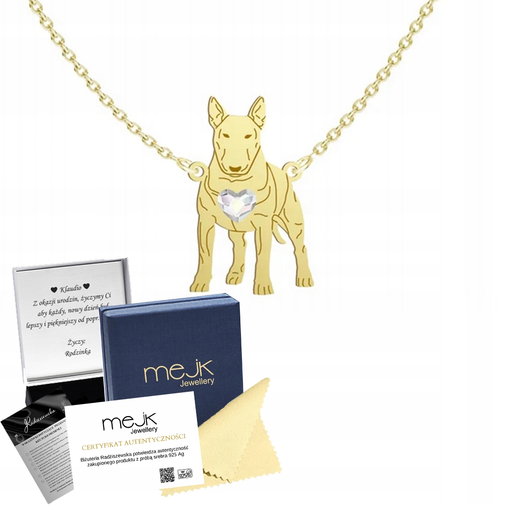 Zlatý náhrdelník English Bullterrier 925 Dárek Řetízek Gravírování Bonus