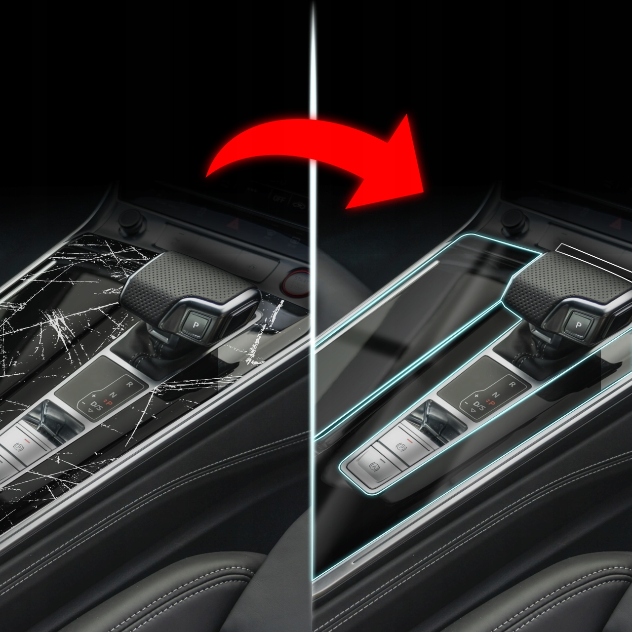 2w1 Grizz folia ochronna do wnętrza Tesla Model Y (2020-2024) Błyszcząca Szerokość produktu 50 cm