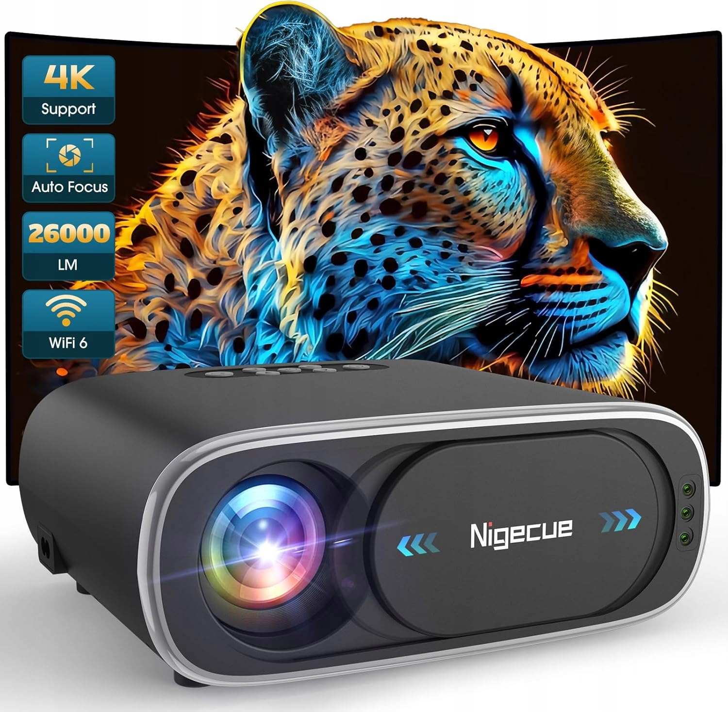 Projektor Domáceho Kina Nigecue C16 1080p 800 Ansi WiFi Bluetooth Zoom