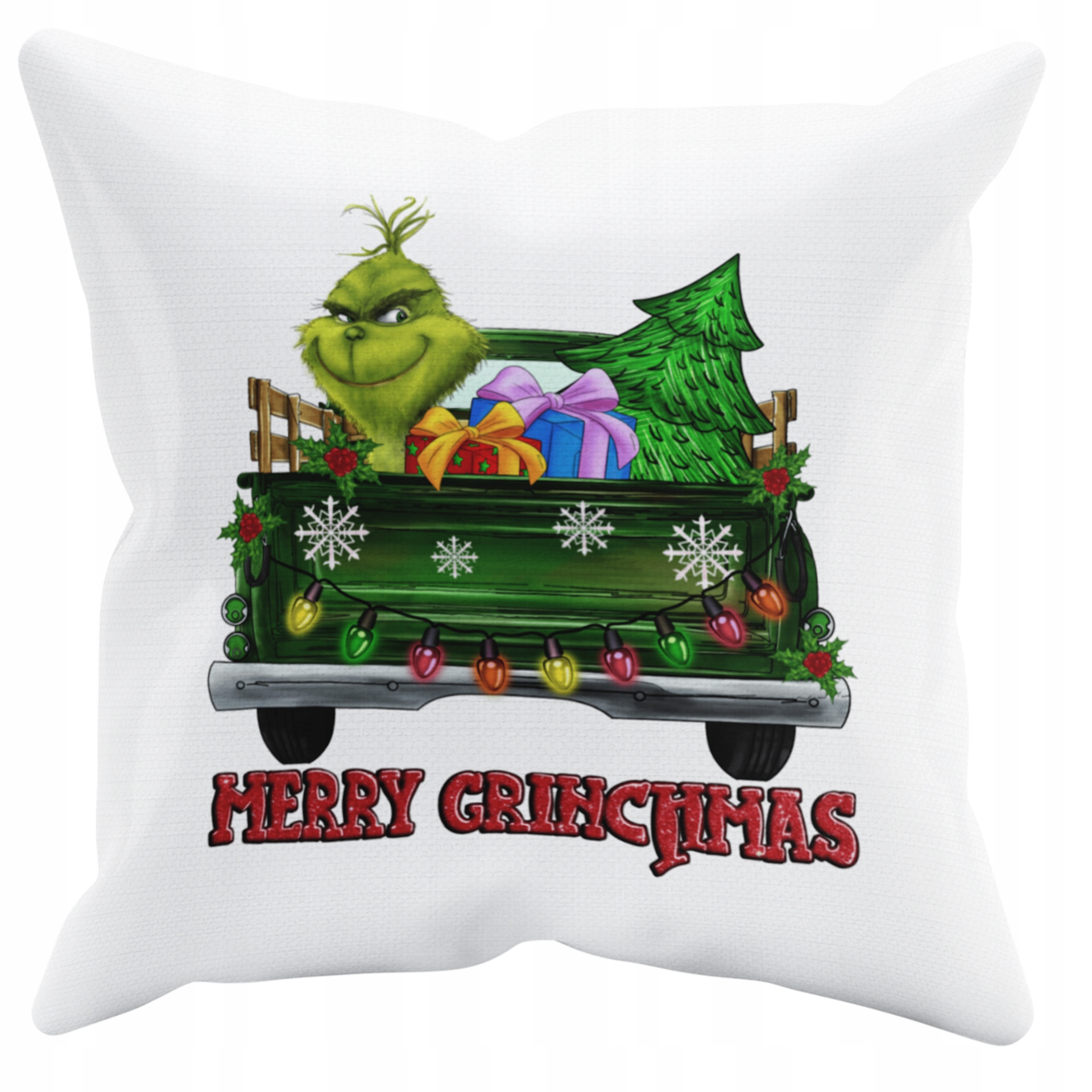 POSZEWKA NA PODUSZKĘ JAŚKA DO PRZEDSZKOLA GRINCH ŚWIĘTA + IMIĘ GRATIS Kolor dominujący biel