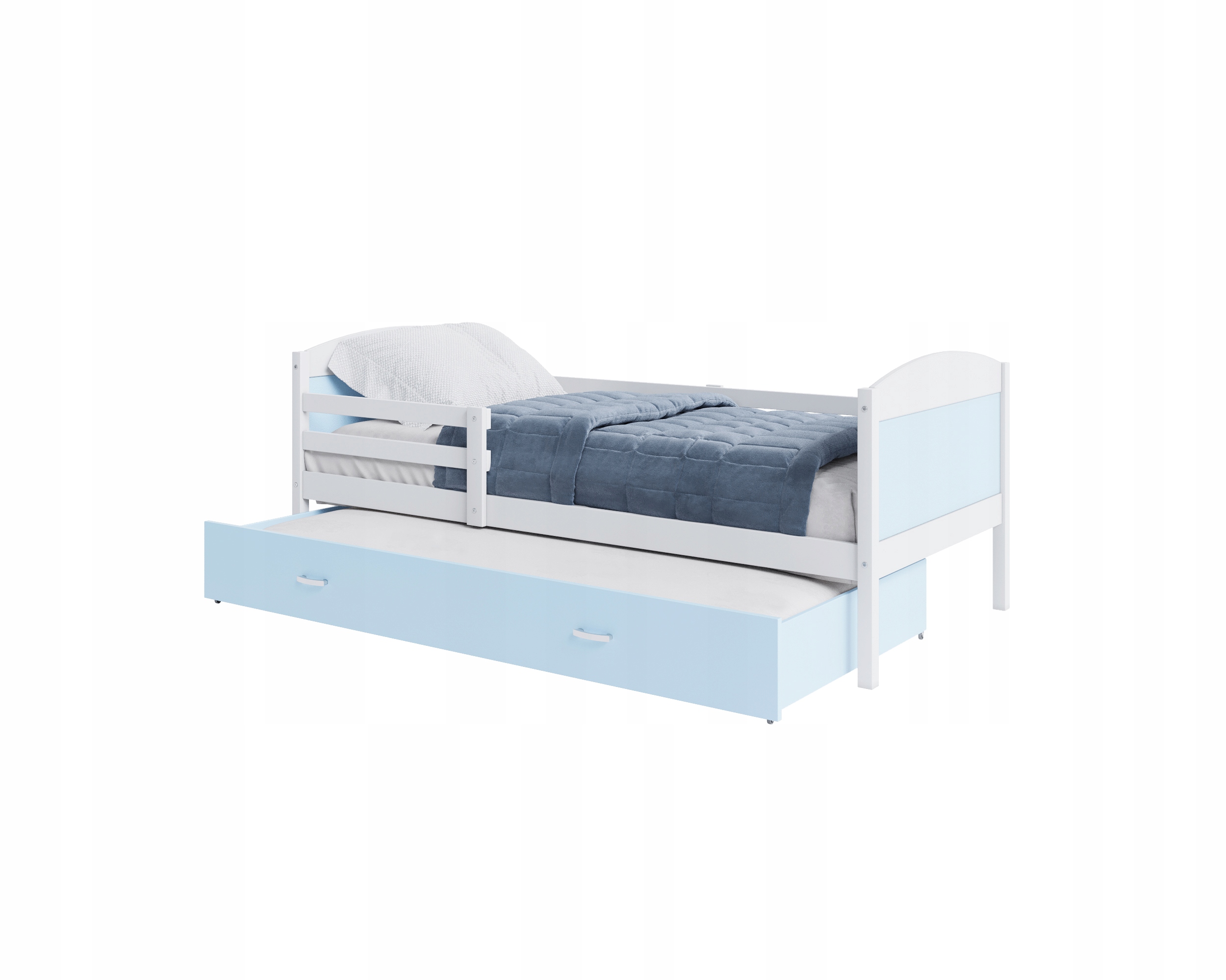Łóżko dziecięce 200x90 białe niebieskie MATEUSZ P2