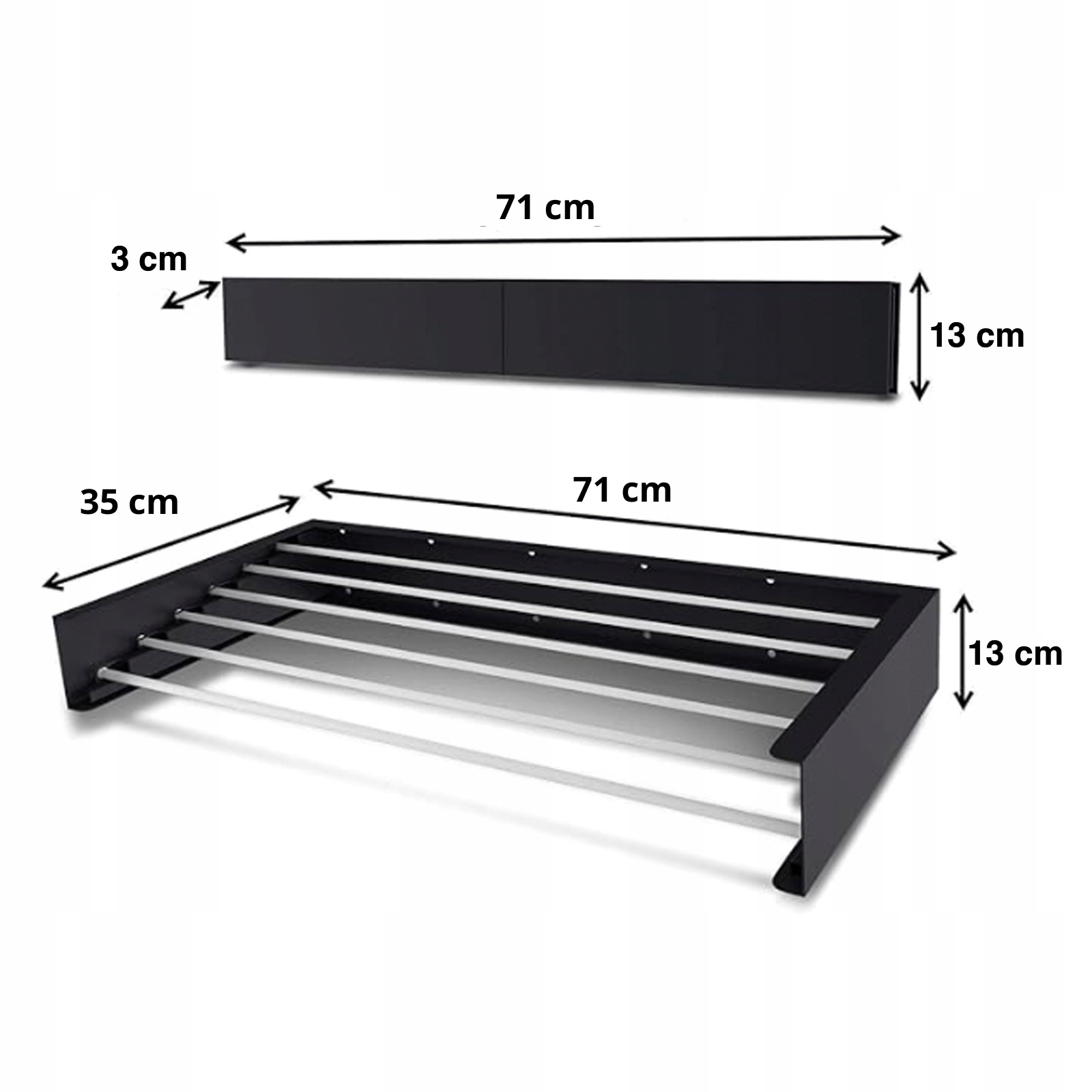 Suszarka ścienna składana na balkon, Foxydry Hide 71x35x13 cm Głębokość produktu 35 cm