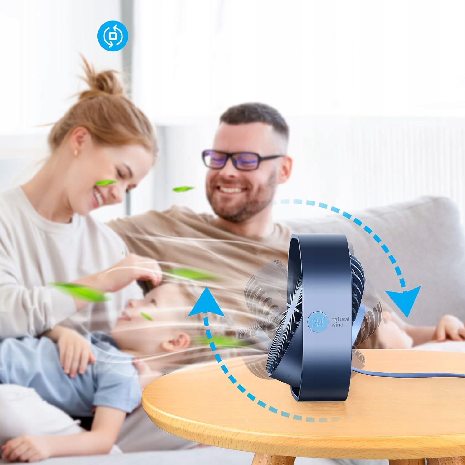 WIATRAK WENTYLATOR PRZENOŚNY BIURKOWY USB CICHY 3 PRĘDKOŚCI OBROTOWY 360 Marka inna