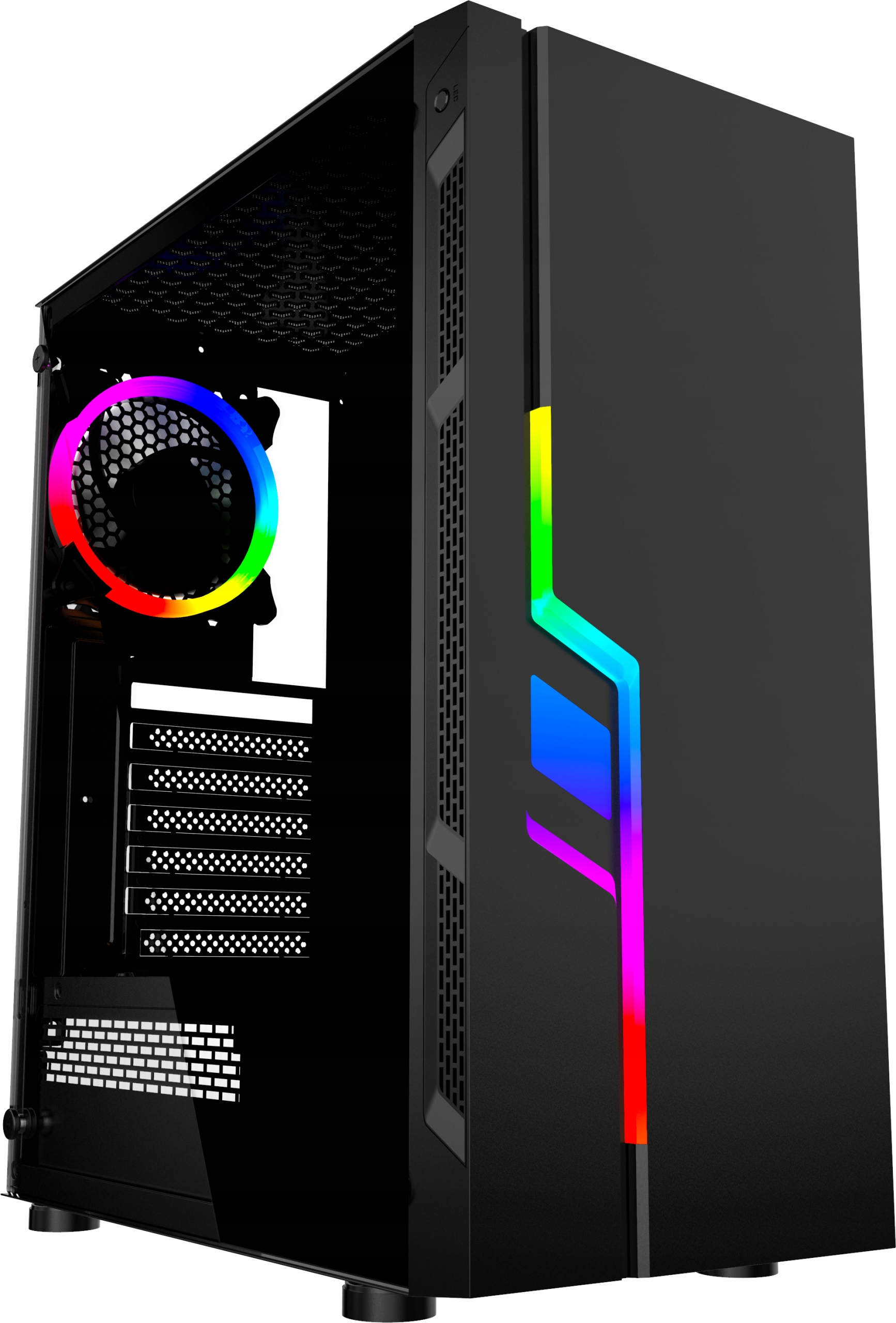 Černá Herní Skříň Pc Sklo Rgb MIDI Tower