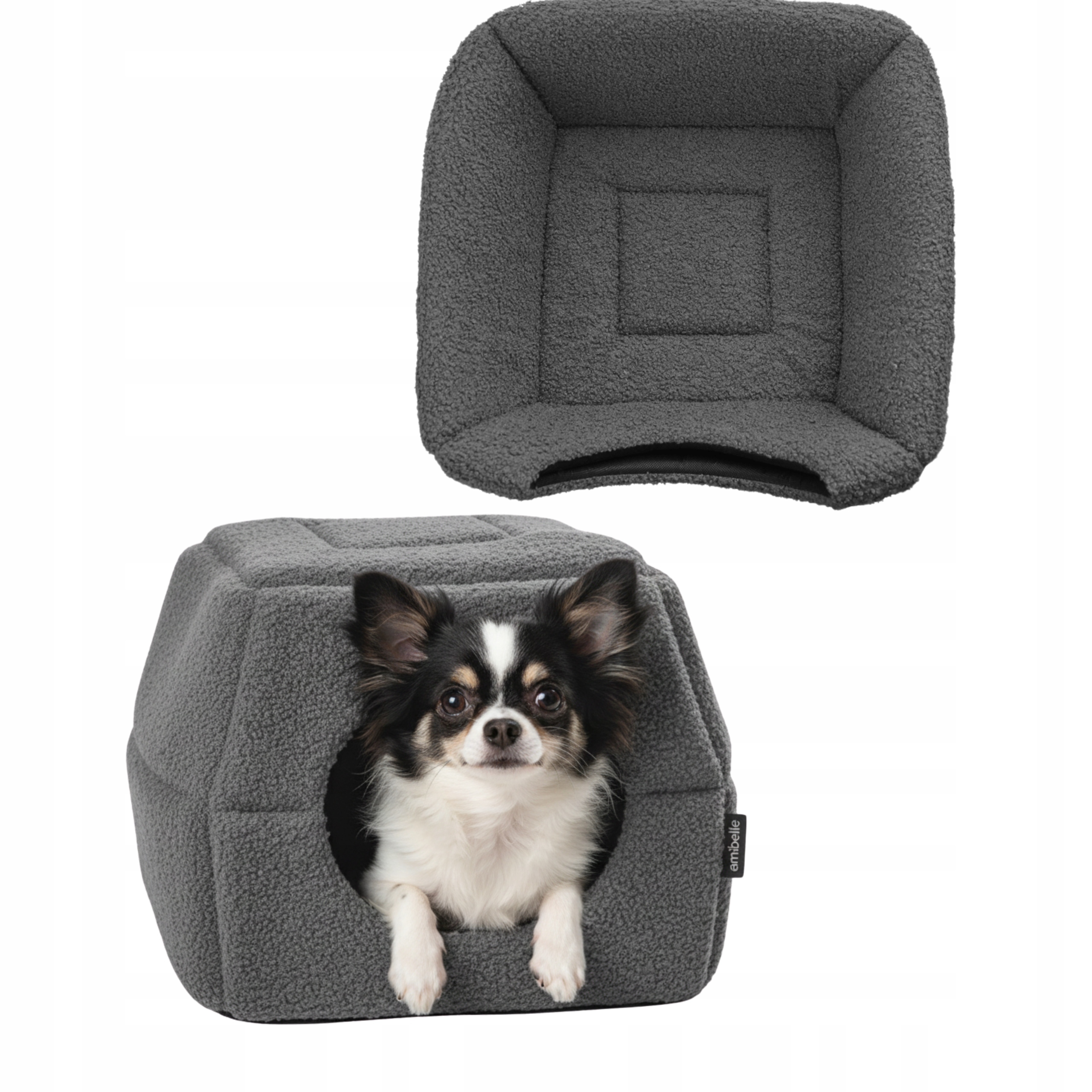 Pelíšek Budka pro psa kočku Domeček Potah 2v1 Materiál 38x38 cm