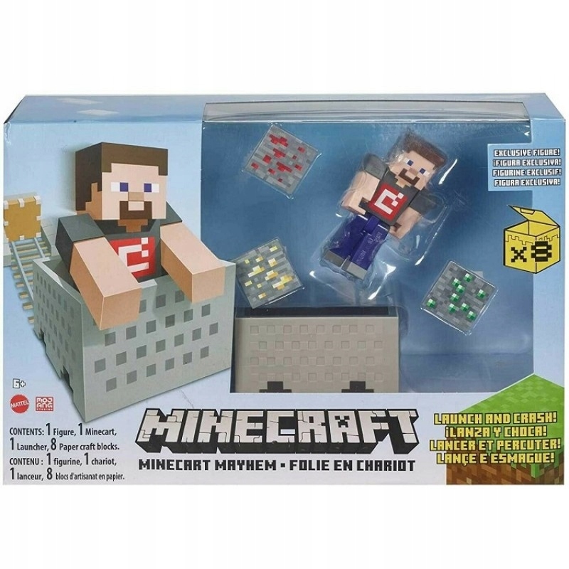 Mincraft Mayhem Wagonik Figurka Steve Zestaw