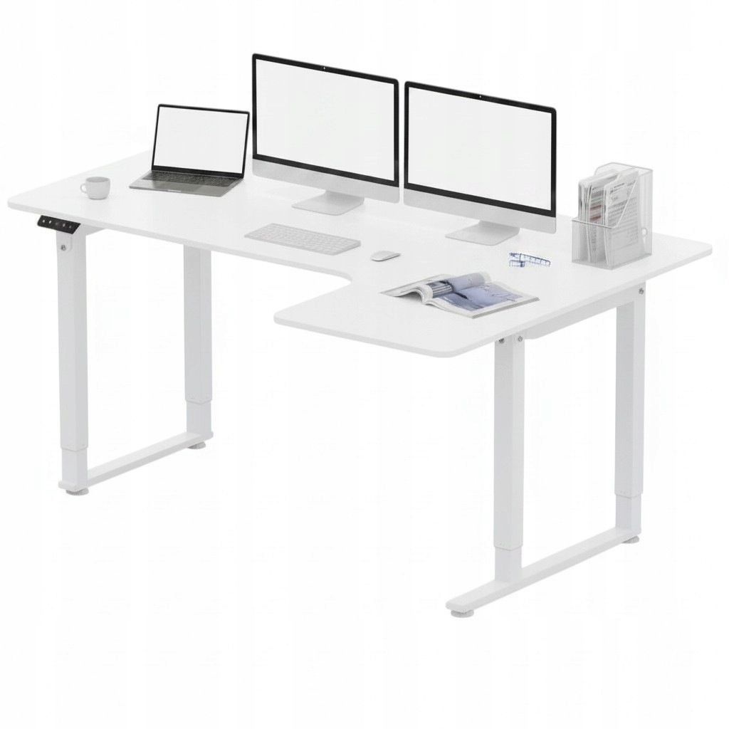 Biurko Elektryczne Narożne Flexispot QS2L 180x110 4 Nogi 2 Silniki Białe