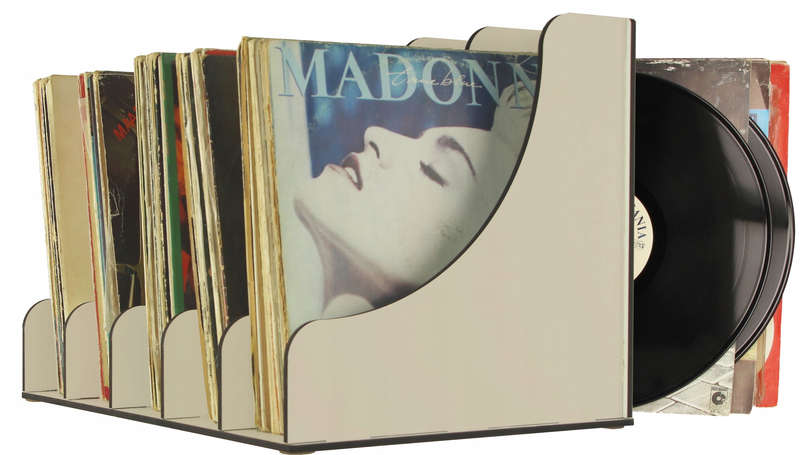 Stojak Na Płyty Winylowe Organizer Winyle Beżowy 50 CM 125 Płyt