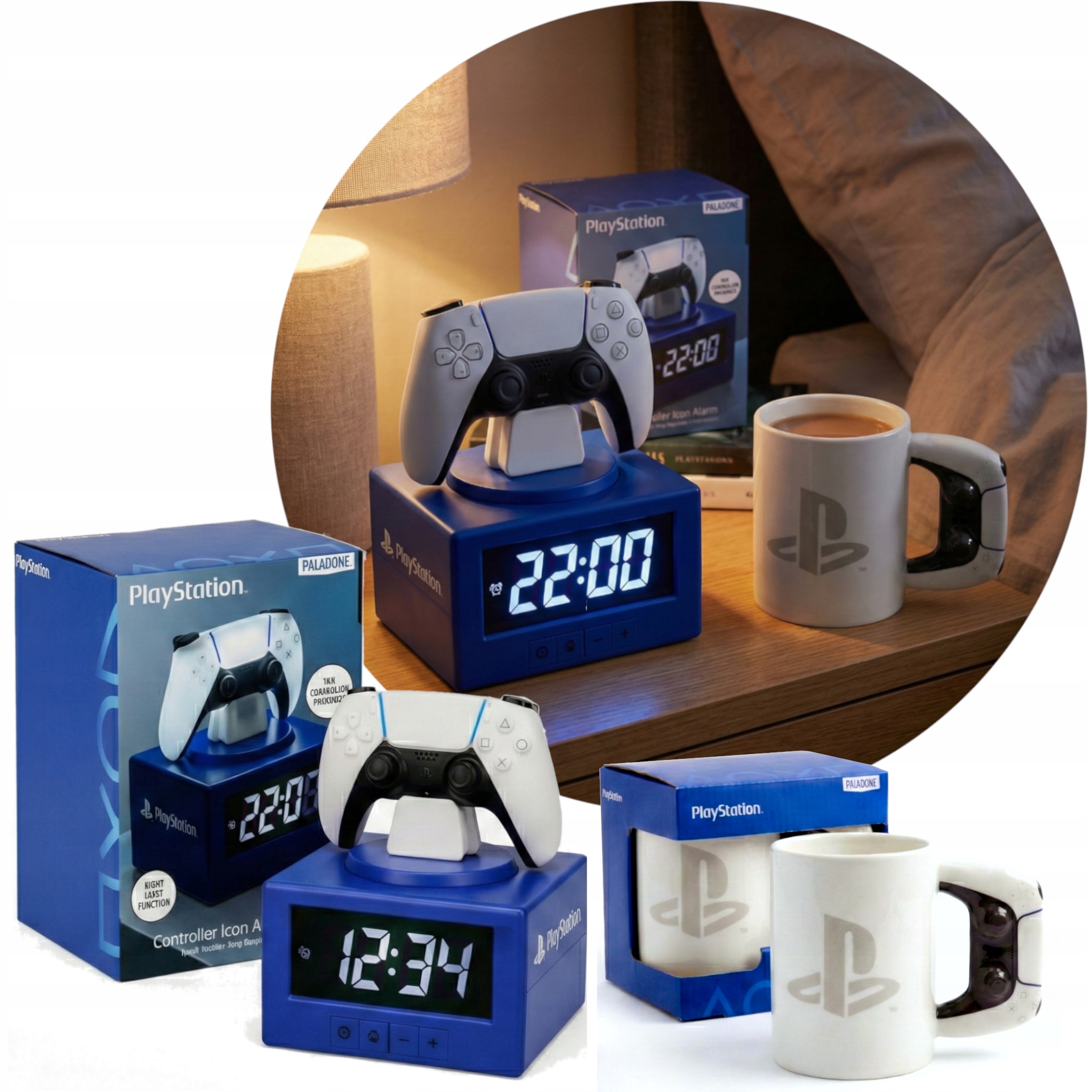 Sada Paladone Budík DualSense Hrnek PS5 480ml PlayStation pro hráče