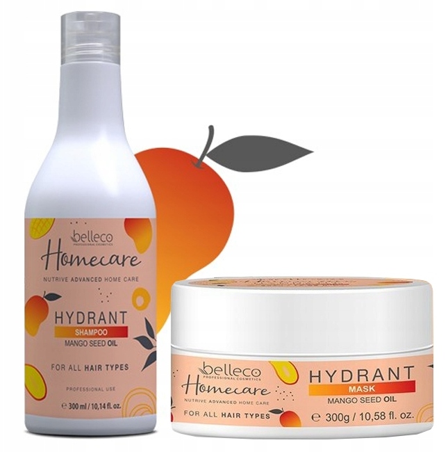 Belleco Mango Zestaw nawilżający szampon maska 2x300ml