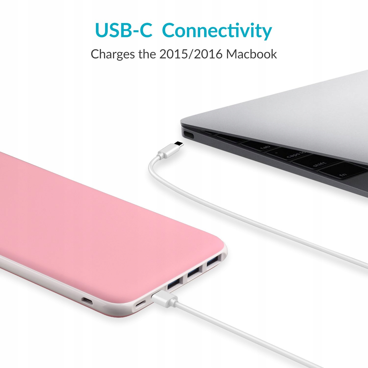 CHARMAST Powerbank 26800mAh USB C Różowy do iPhone Samsung Huawei Tablet — miniatura 3