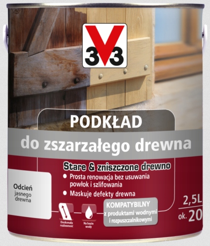 V33 Podkład do zszarzałego drewna 2.5L