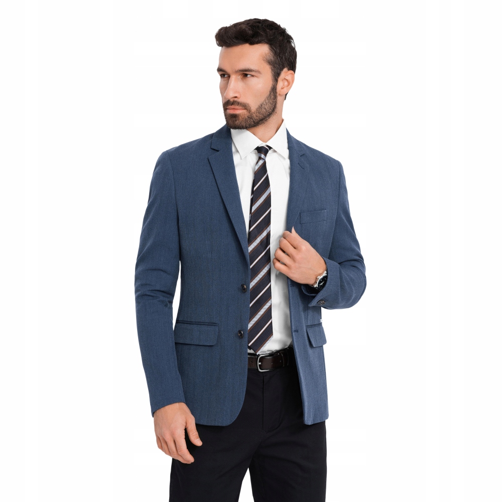 Tmavě modré elegantní pánské sako prémiové kvality Ombre OM-BLZB-0135 V3 L