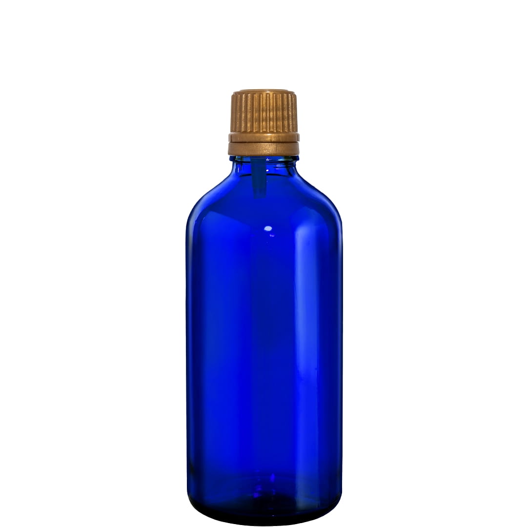 

Butelka Niebieska 100ML Z Kroplomierzem Złotym