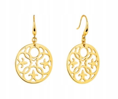 Colibra Pozłacane Kolczyki ażurowe okrągłe koła wiszące długie 4,3cm