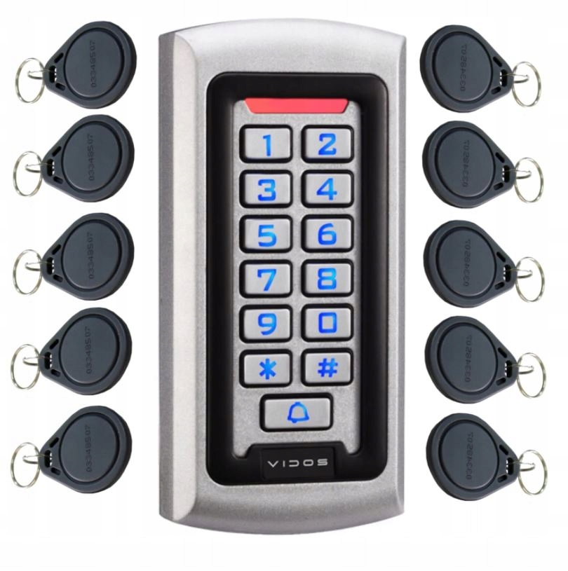 Kódový Zámek Vidos ZS42 Odolný Proti Vandalismu 10 Kusů Rfid Pastilek 125 kHz