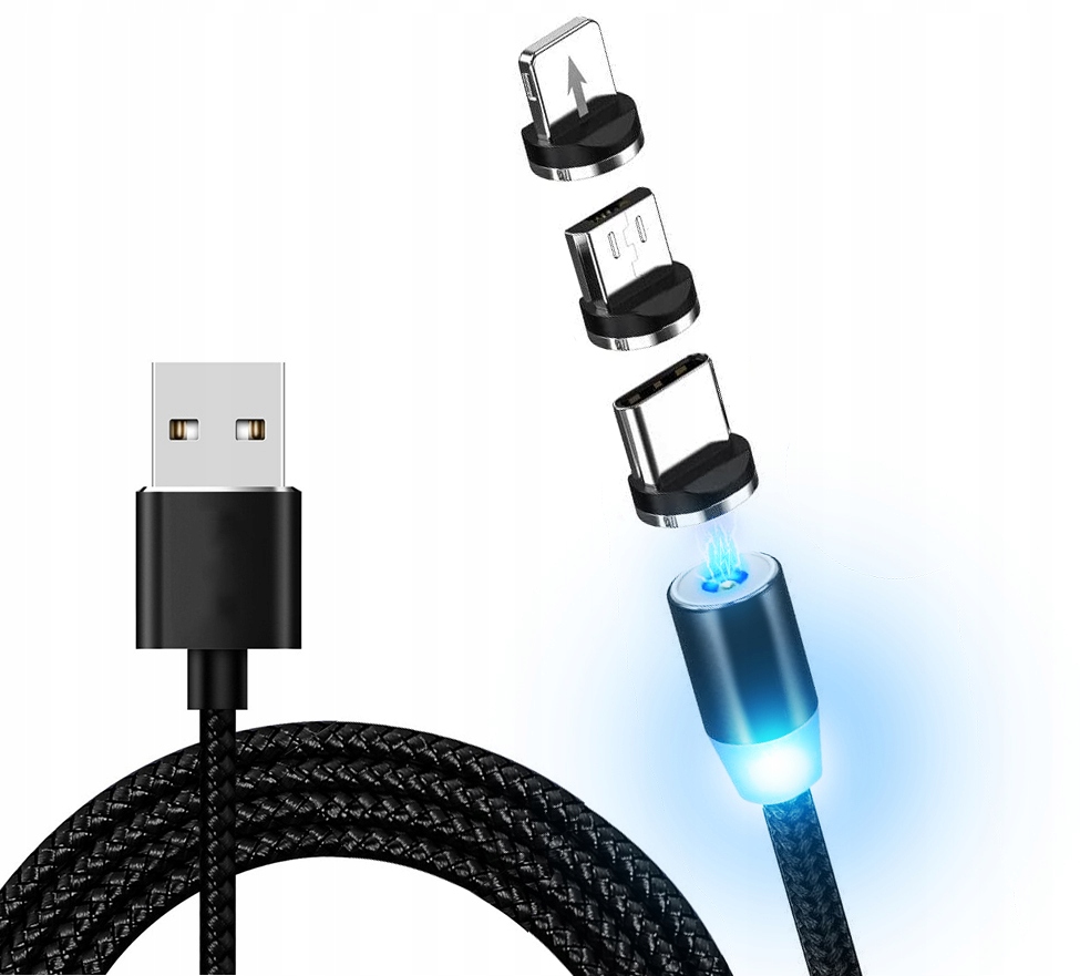 

Kabel magnetyczny 3w1 ładowarka iphone micro Usb C