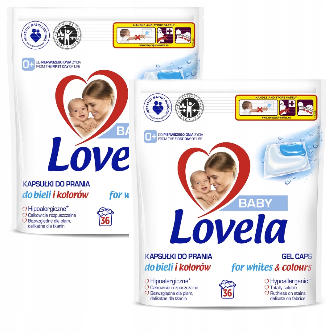 Lovela Baby Kapsle na praní bílého prádla a barev 36 ks x2