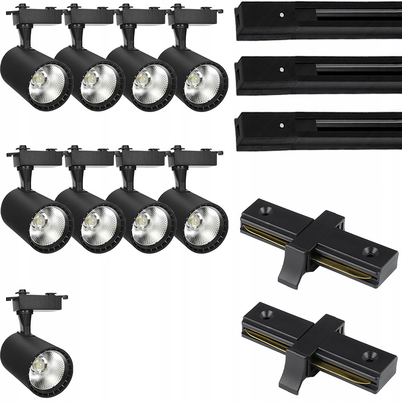 9X Led Kolejnicový Reflektor S Hotovým Osvětlovacím Systémem Kolejnicový Kabel