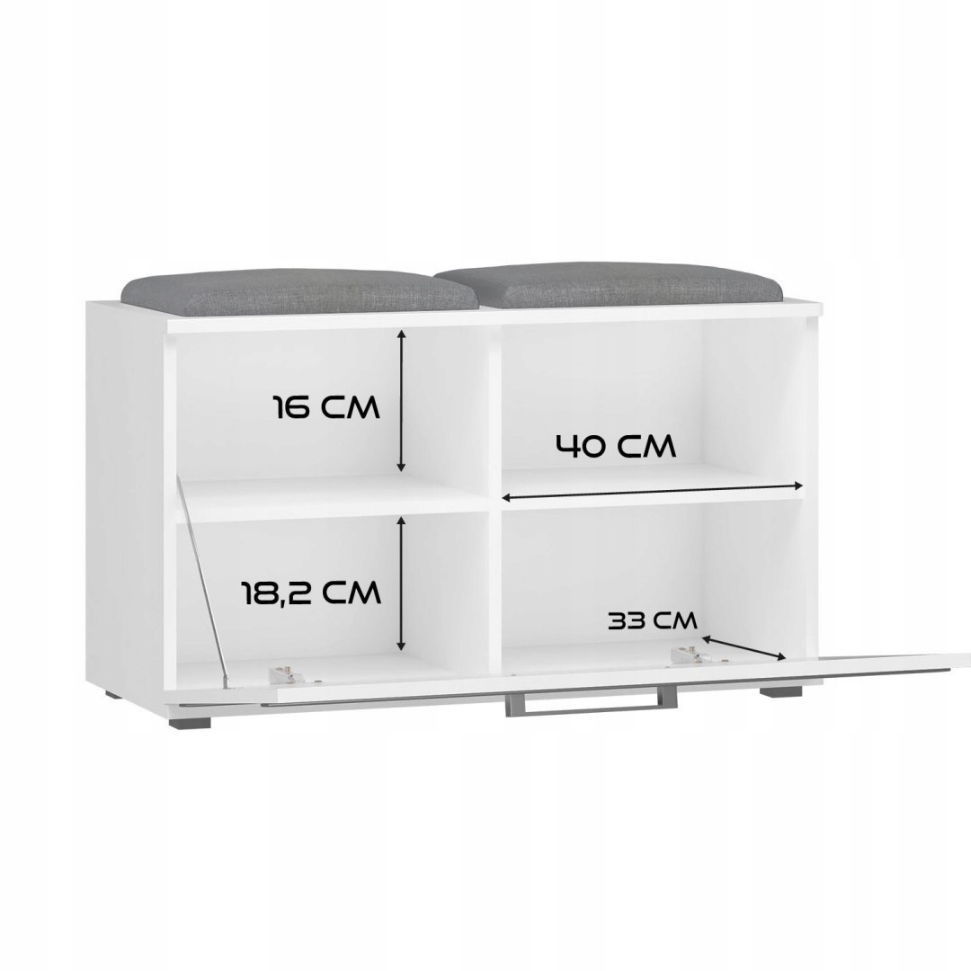 SZAFKA NA BUTY SIEDZISKO SCHOWEK OPAL BIEL MAT Wysokość mebla 45 cm