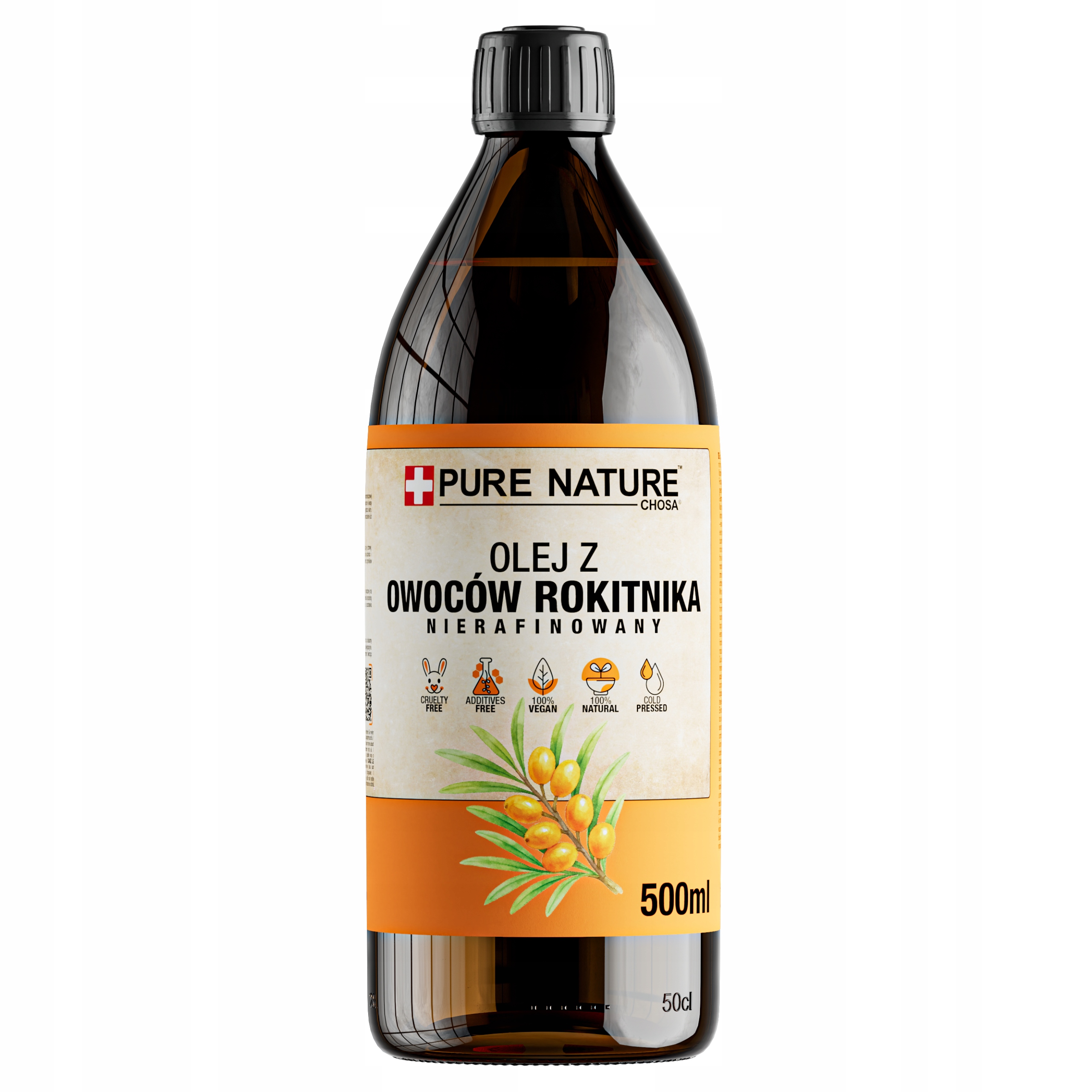 Rakytníkový Olej Lisovaný Za Studena Nerafinované Vlasy Kůže 500 ml 0,5 L