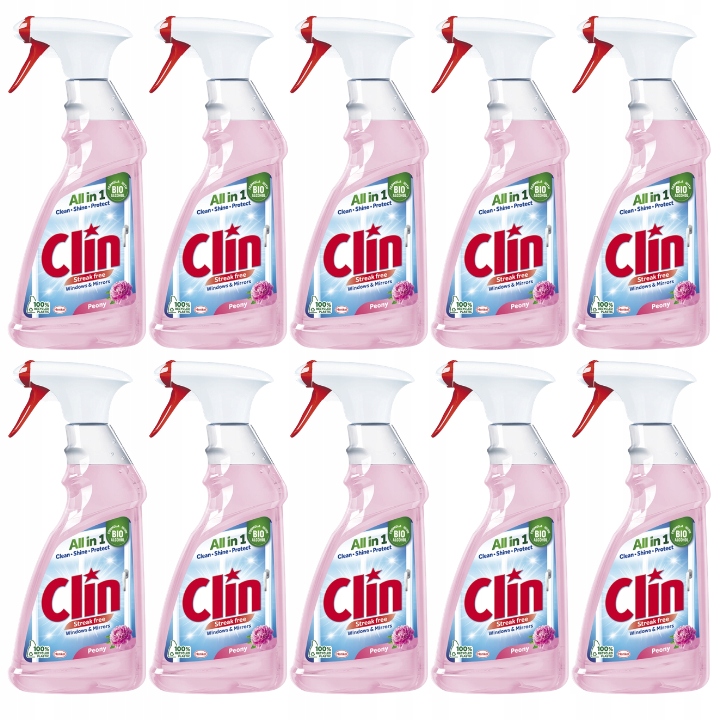 Clin Tekutý přípravek na mytí skel a zrcadel Pivoňka 500 ml Velká sada 10 Ks