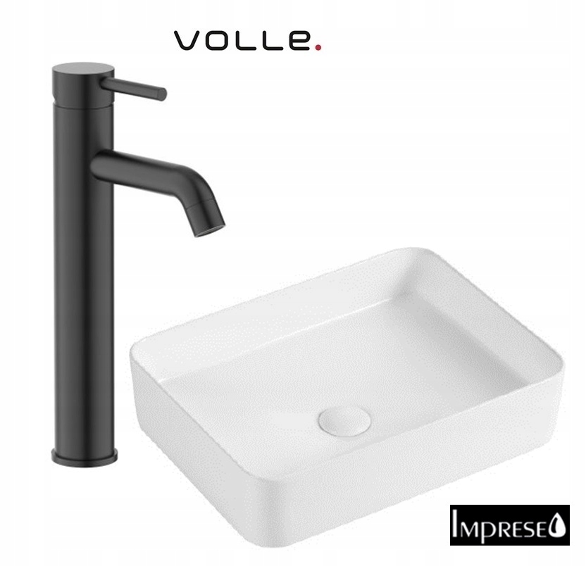 Umývadlo 50*38 Imprese i-FORM biele čierna matná Batéria