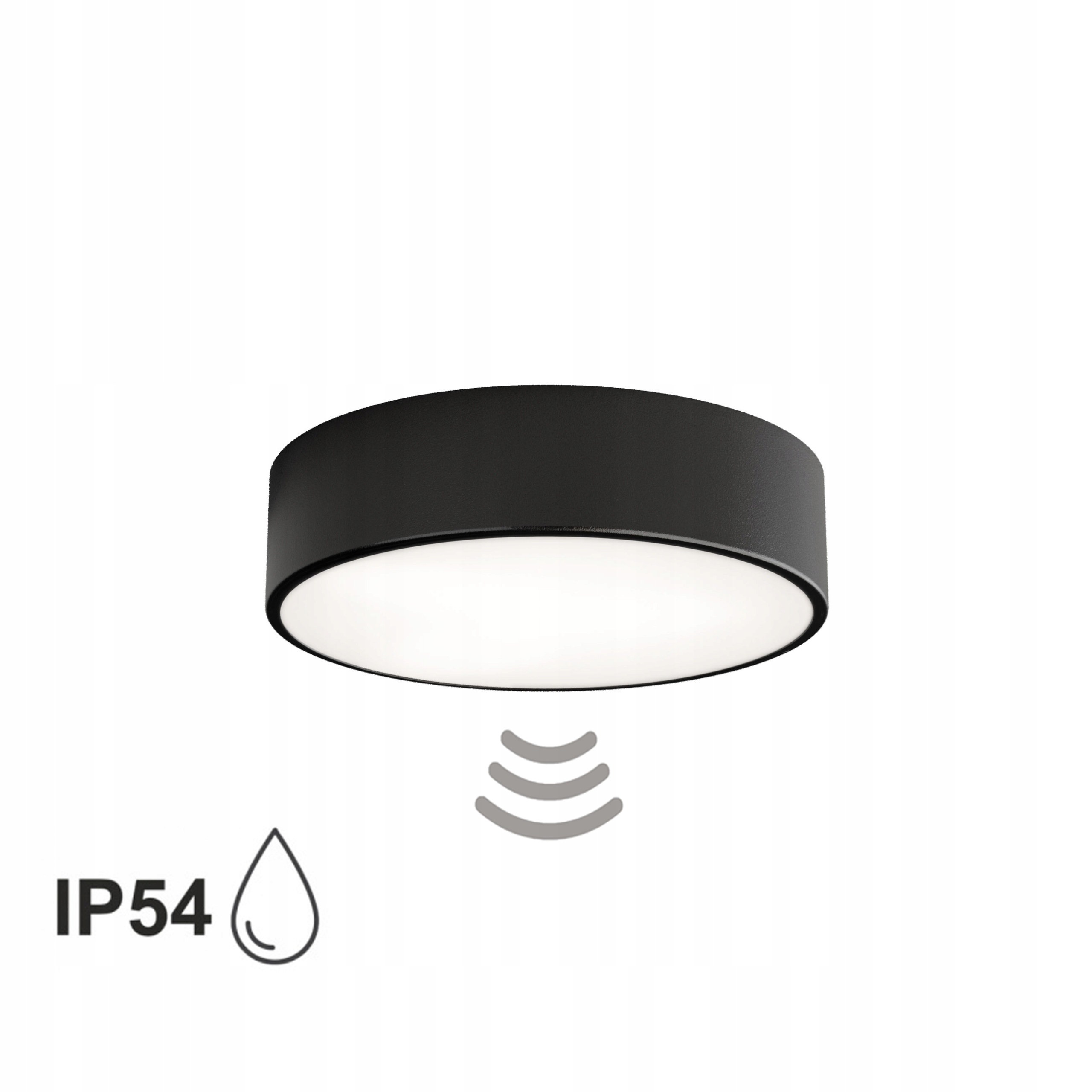 Lampa sufitowa łazienkowa na taras Plafon Cleo 300 IP54 z Czujnikiem Ruchu