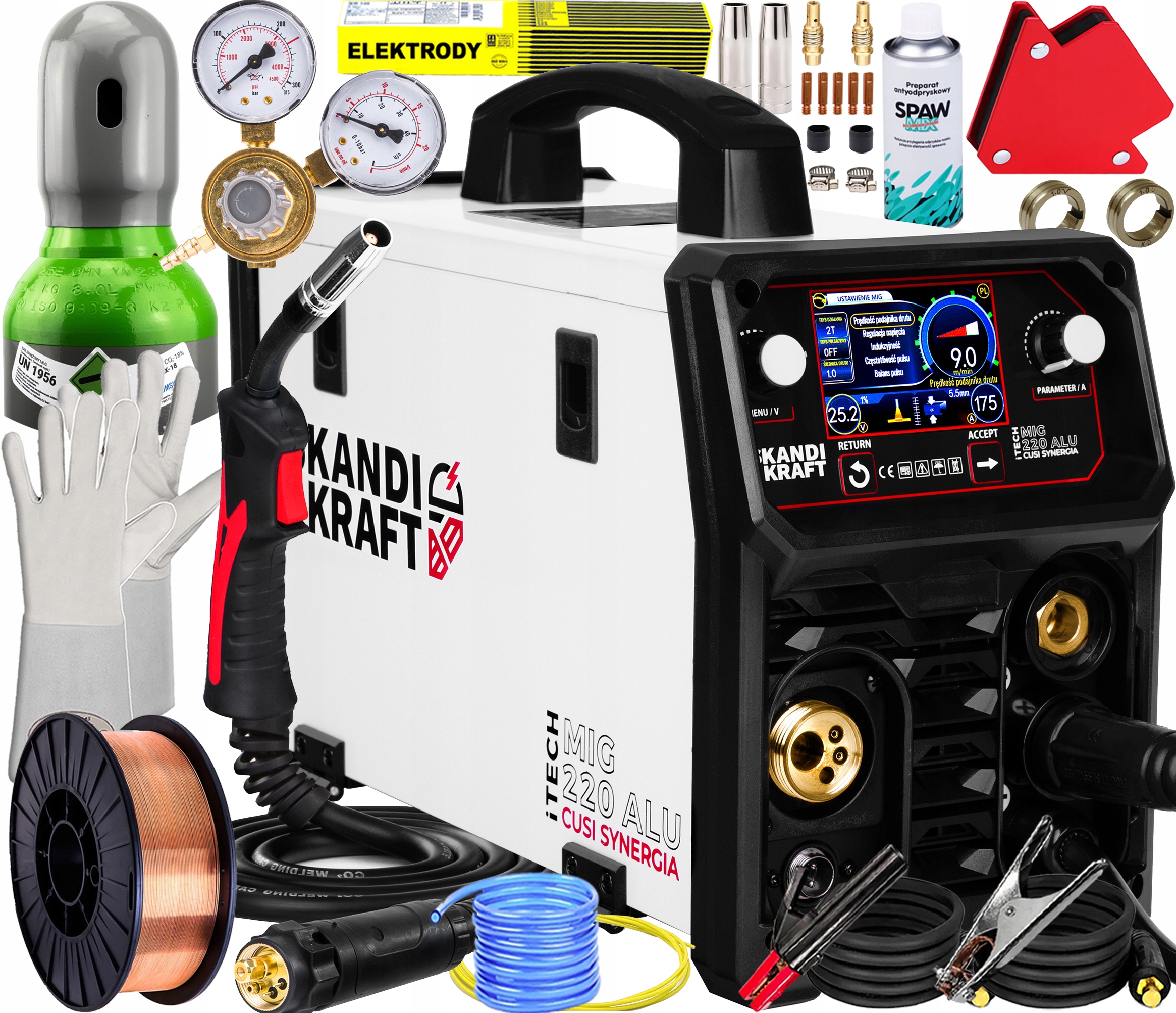 Invertorová Svářečka Migomat Skandi Kraft iTECH Mig 220 Alu Cusi Synergie