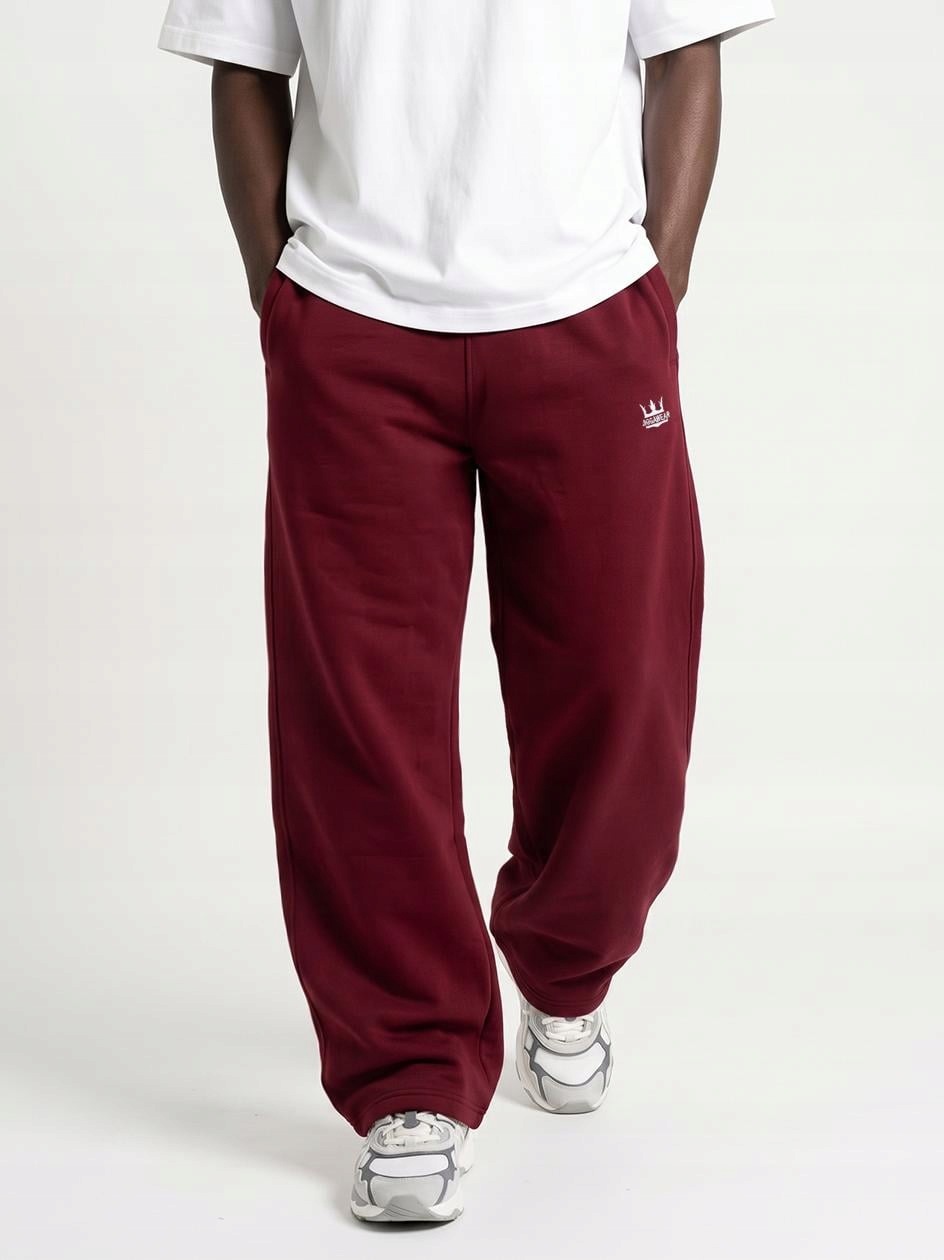 Pánské teplákové kalhoty Baggy Tmavě červené Jigga Wear Logo Drawcord Xs