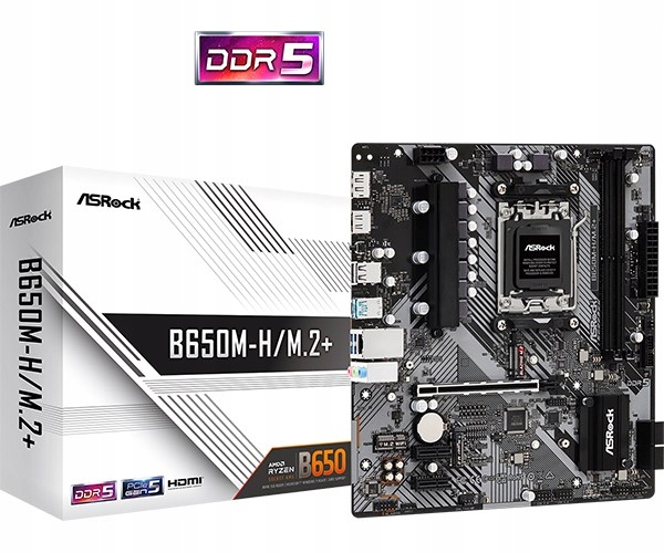ASRock Mb Sc AM5 B650M-H/ M.2+, Amd B650, 2xDDR5, 1xDP, 1xHDMI, mATX…