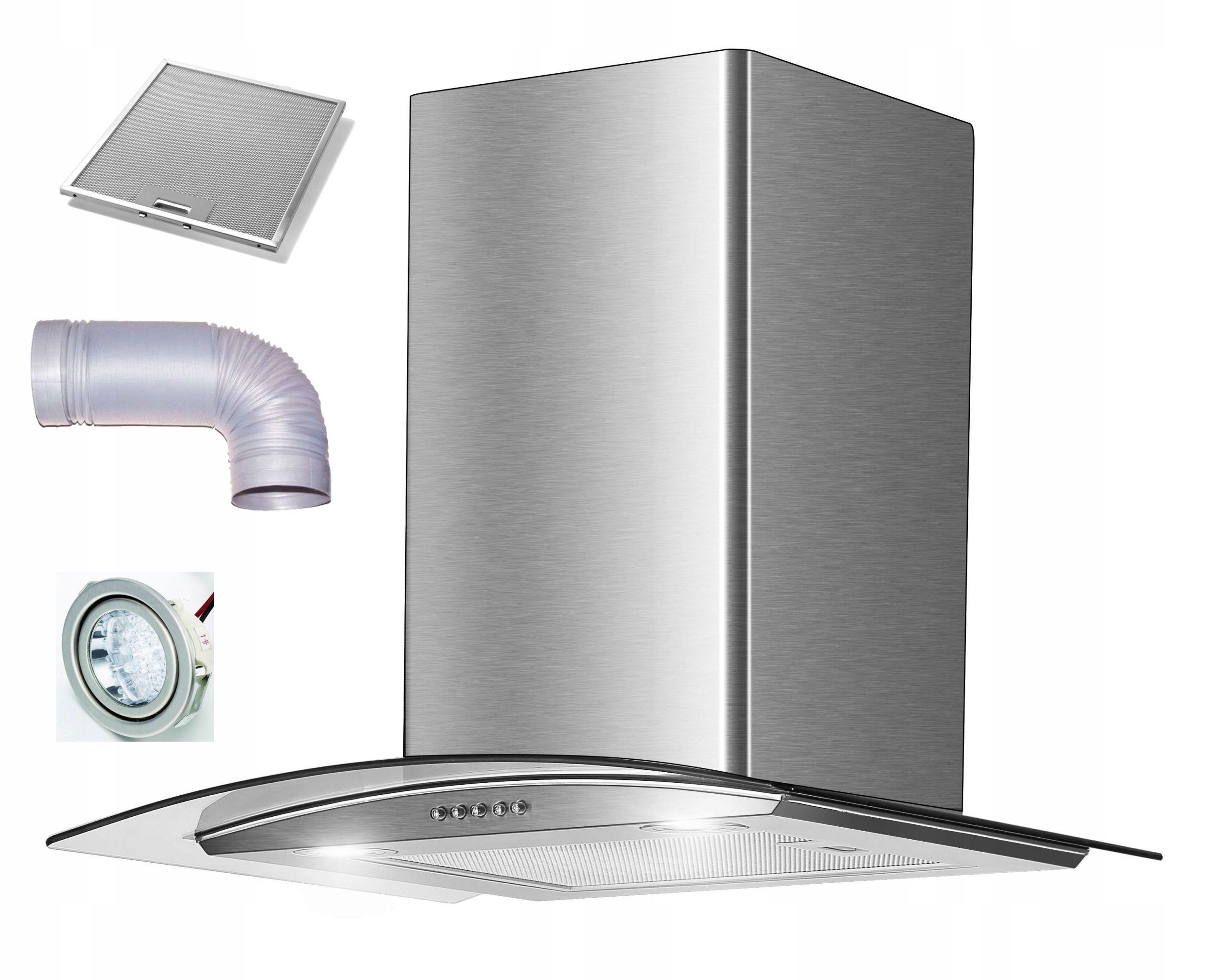 Okap kuchenny kominowy Arset Terral 60cm pochłaniacz rura zawór zwrotny