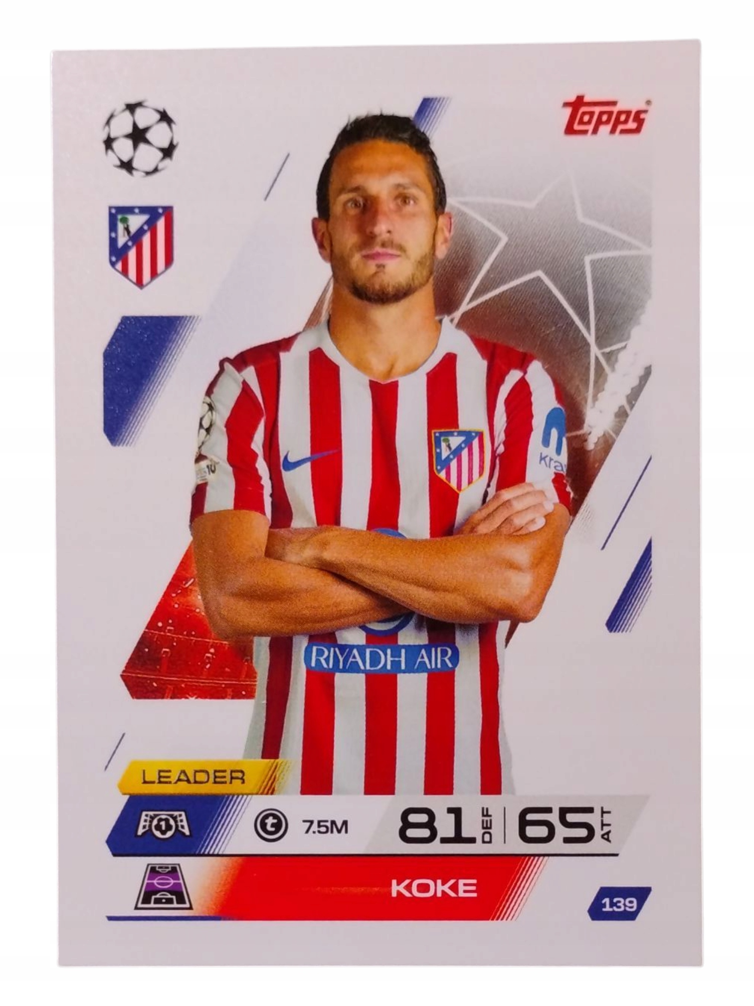 Topps Match Attax 2025-2026 Base Card Koke Atletico Madryt 139