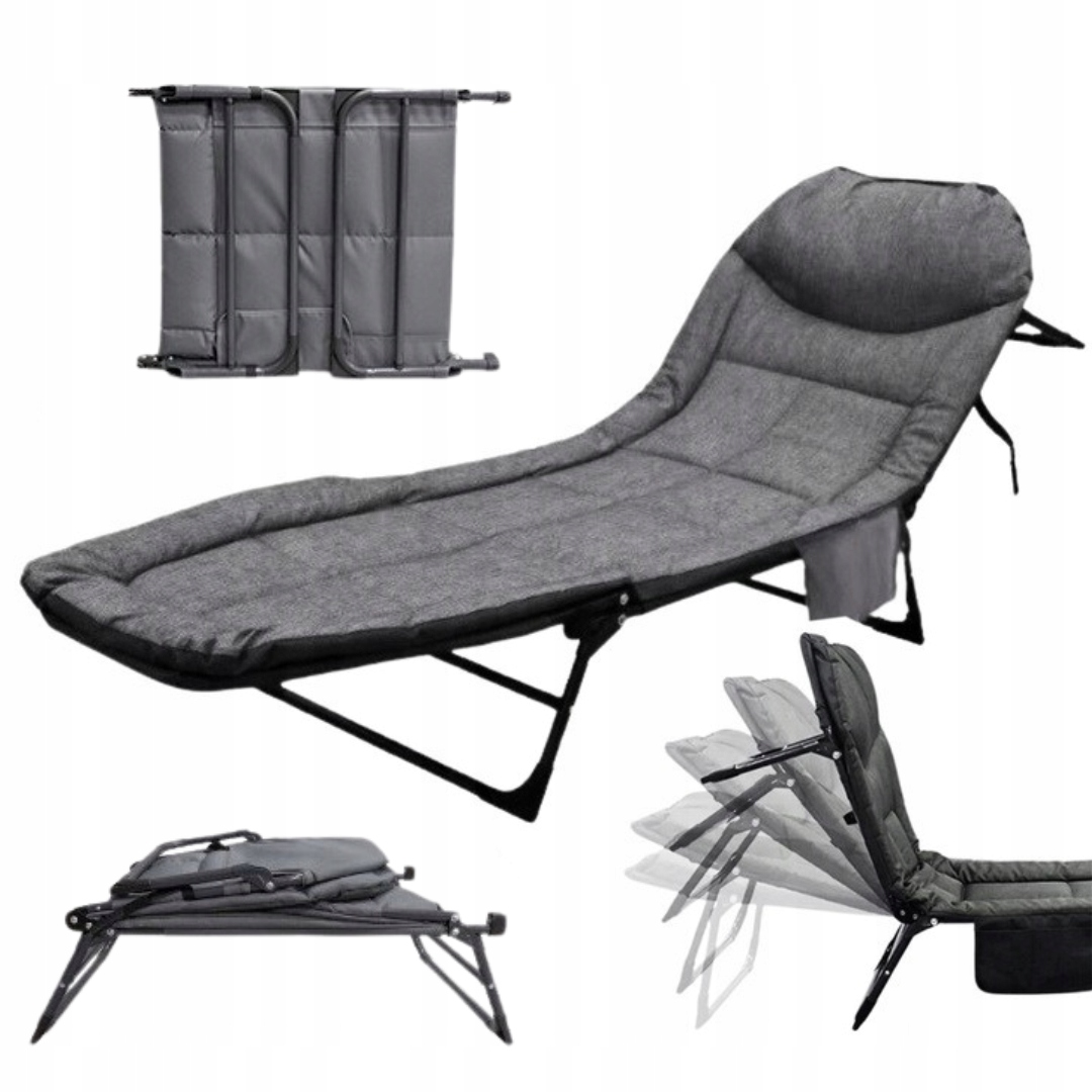 ŁÓŻKO WĘDKARSKIE KARPIOWE LEŻAK NA RYBY POLOWE LEKKIE SKŁADANE REGULOWANE