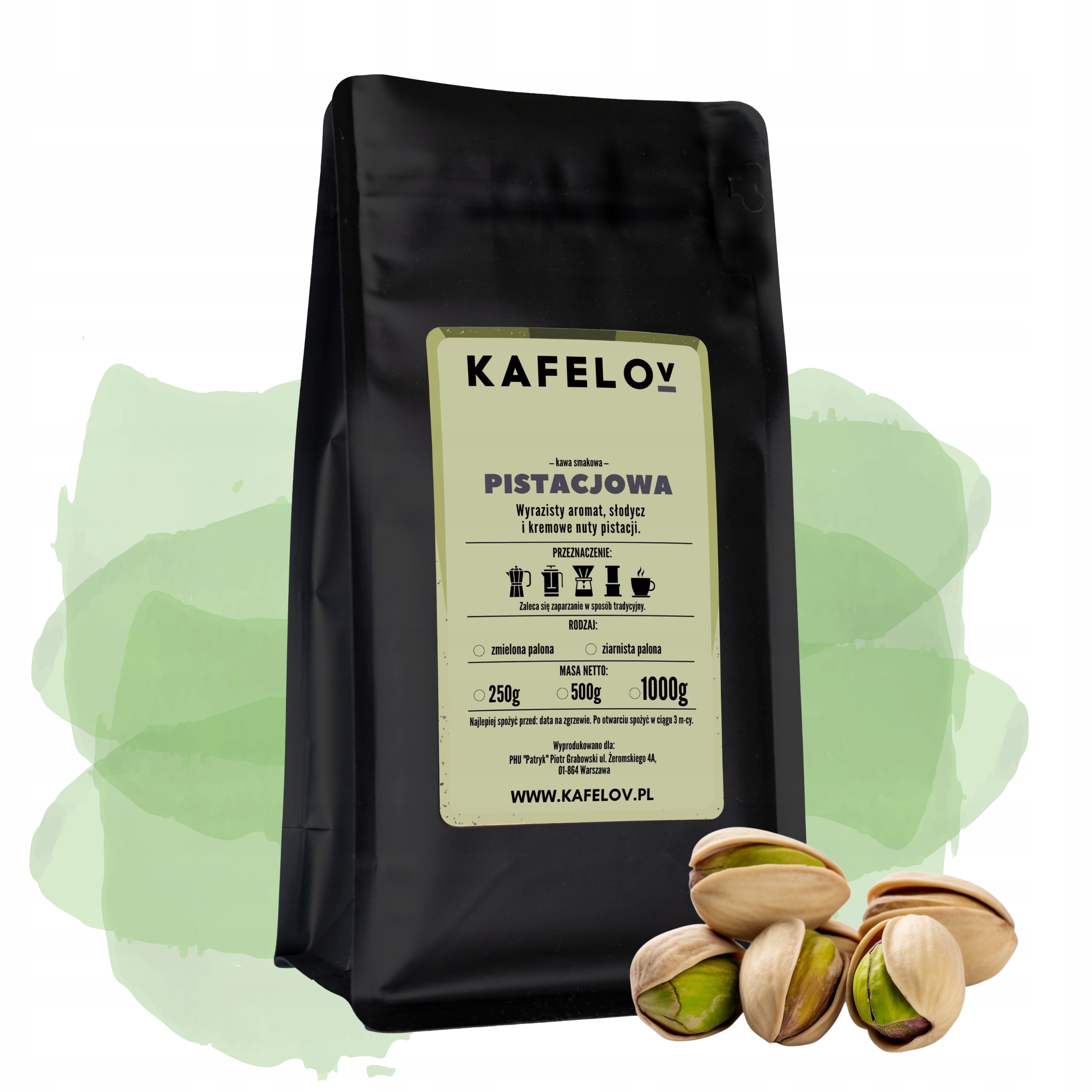 Levně Káva ochucená Pistáciová mletá 1 kg čerstvě pražená arabika