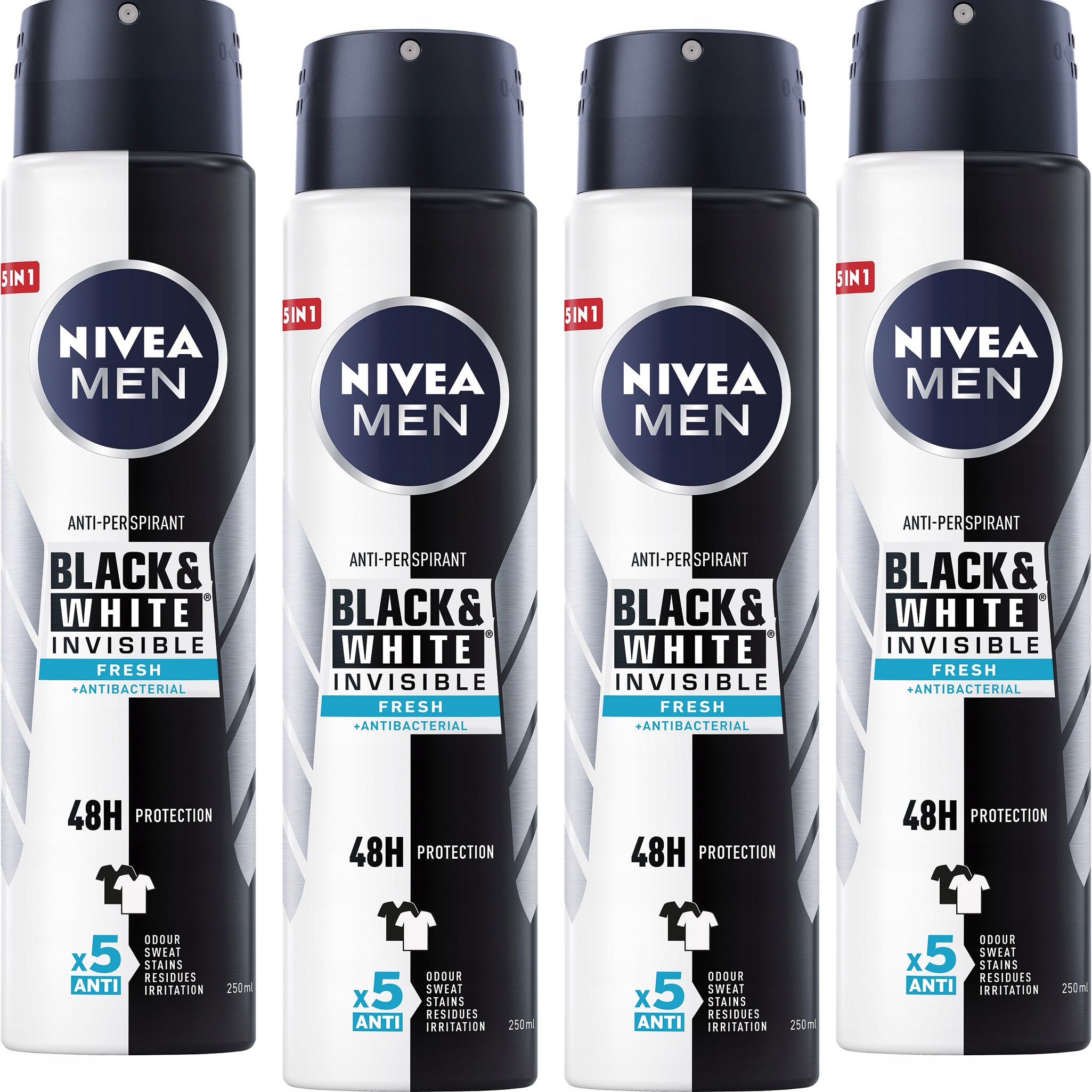 

Nivea Antyperspirant męski Black&White 4x250ml