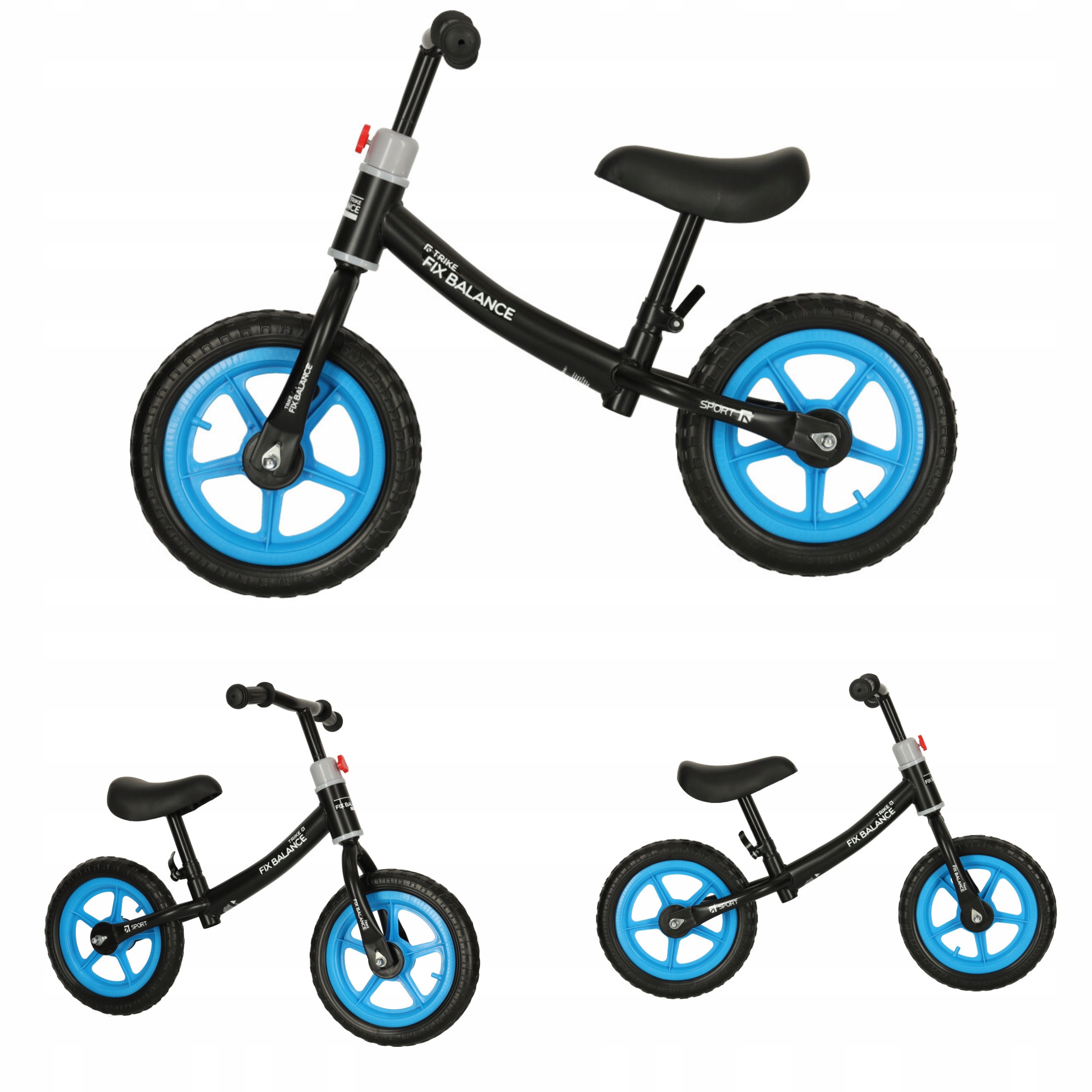 Rowerek Biegowy Dwukołowy Czarno-niebieski 2-4 Lata Koła Piankowe Regulacja