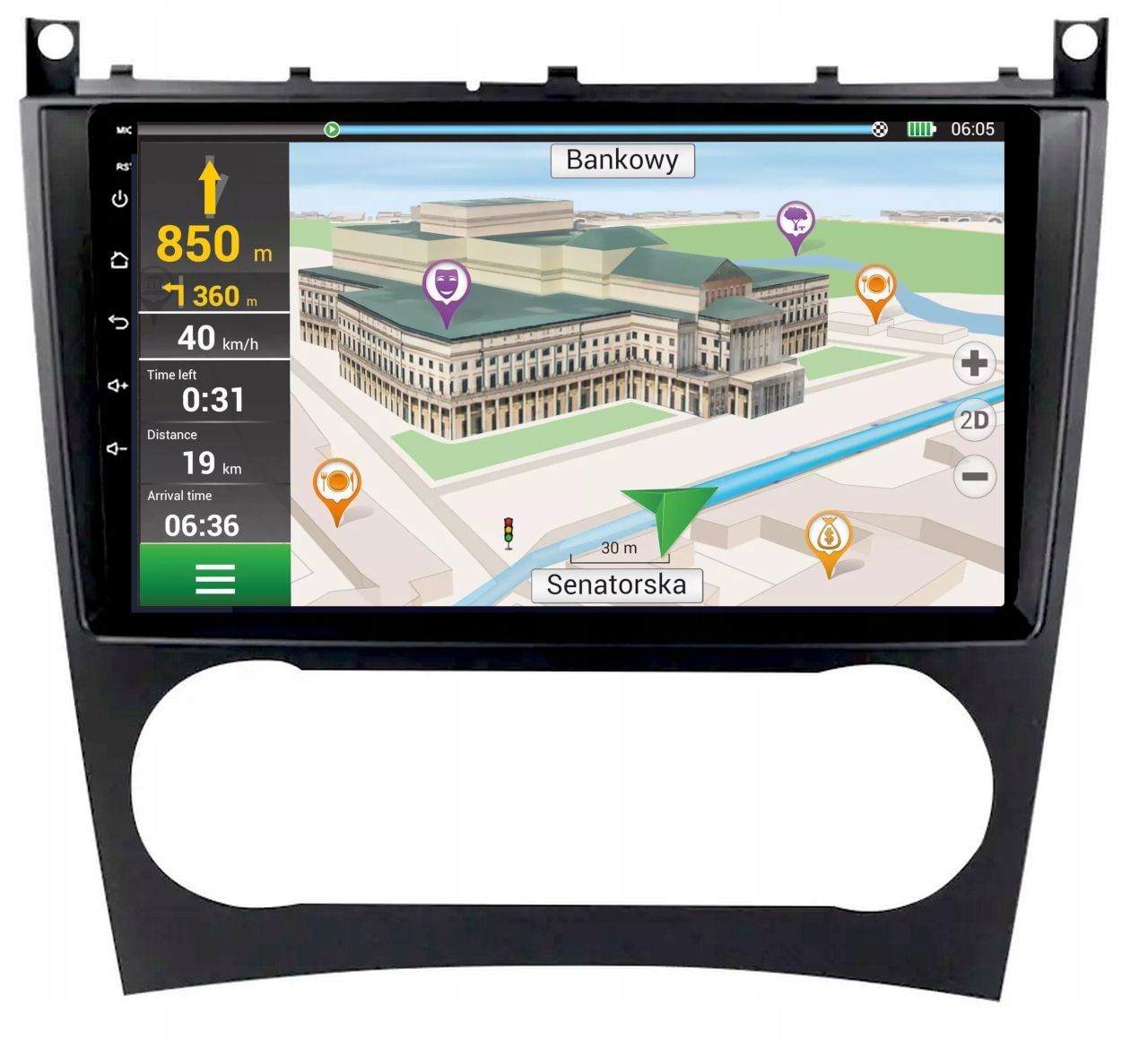 Rádio Gps Android Navigácia Mercedes W203 W209 Wifi Bt Carplay 2GB 64GB