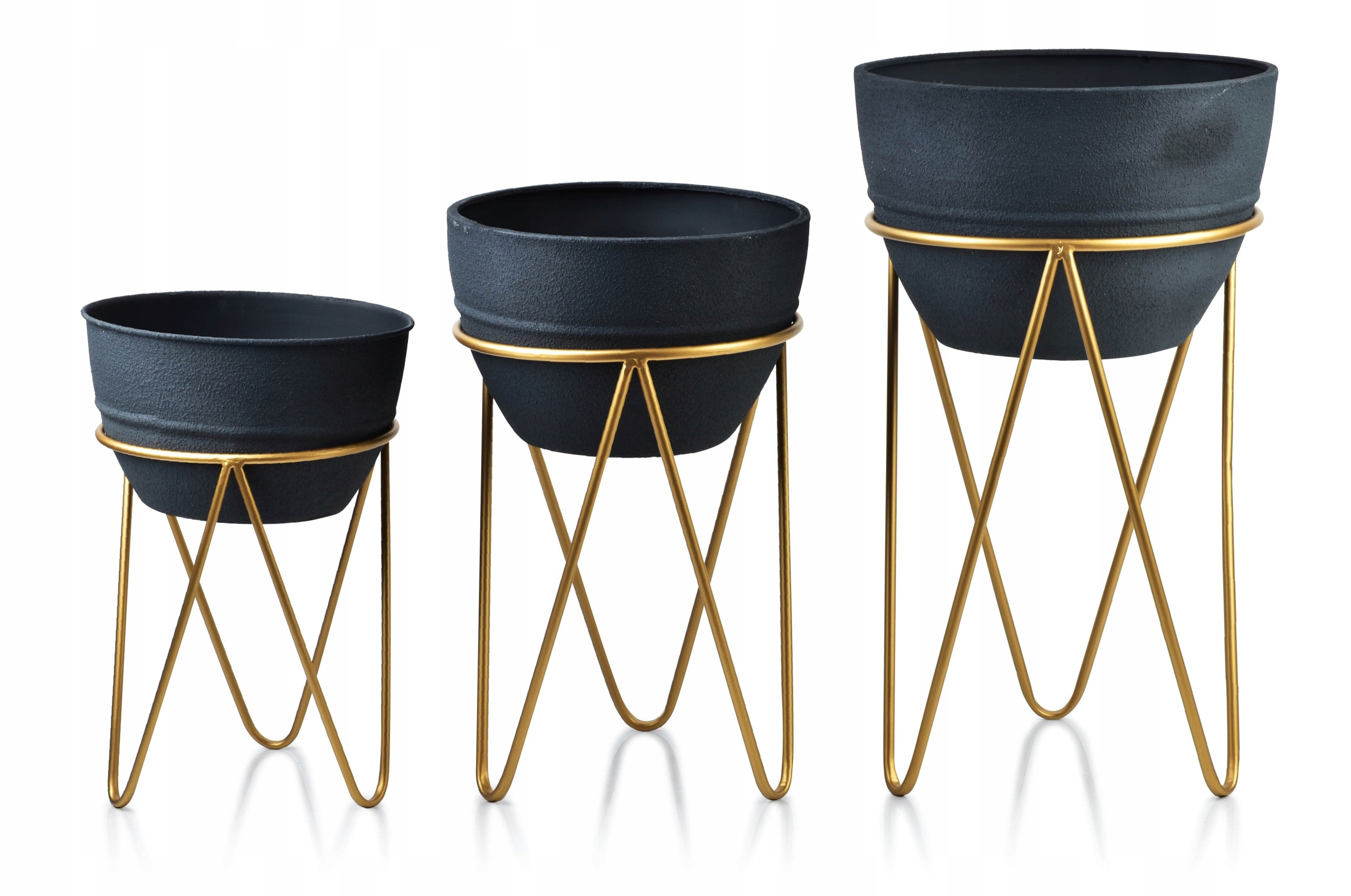 Sada 3 obalů, květináčů na stojanu Swen Black