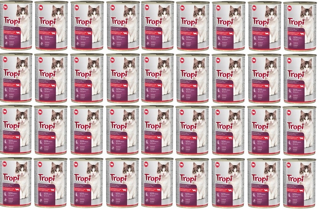 Levně Krmivo mokré pro kočky Tropi s hovězím masem v omáčce 415 g x 36 ks Hovězí