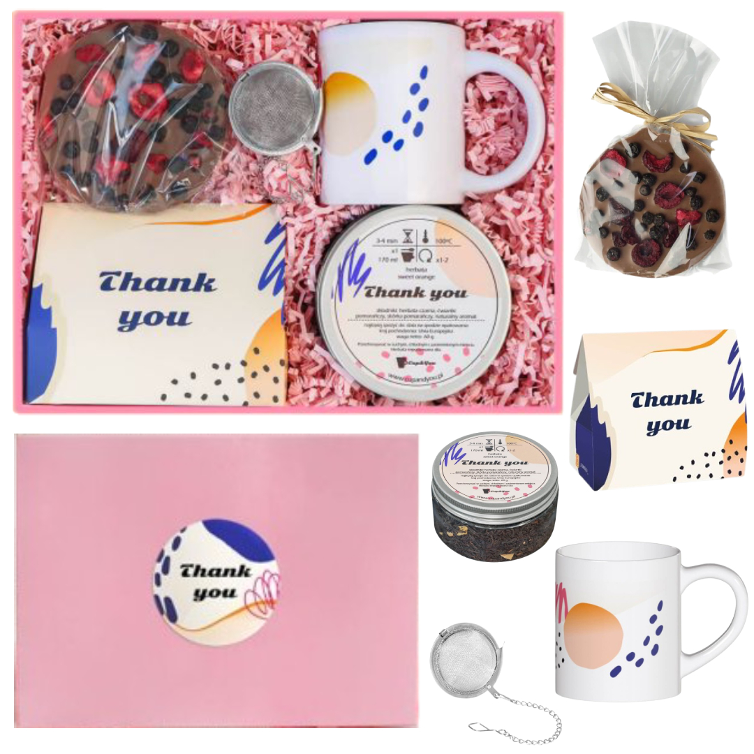 Dárková sada Box čaj čokoláda hrnek spařovací dárek pro Ženu