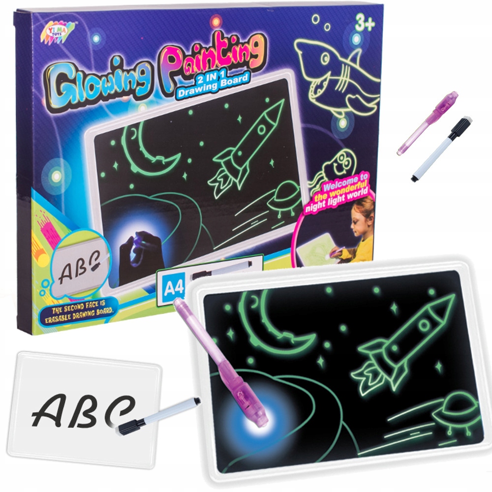 DUŻA TABLICA DO RYSOWANIA MALOWANIA ŚWIATŁEM LED