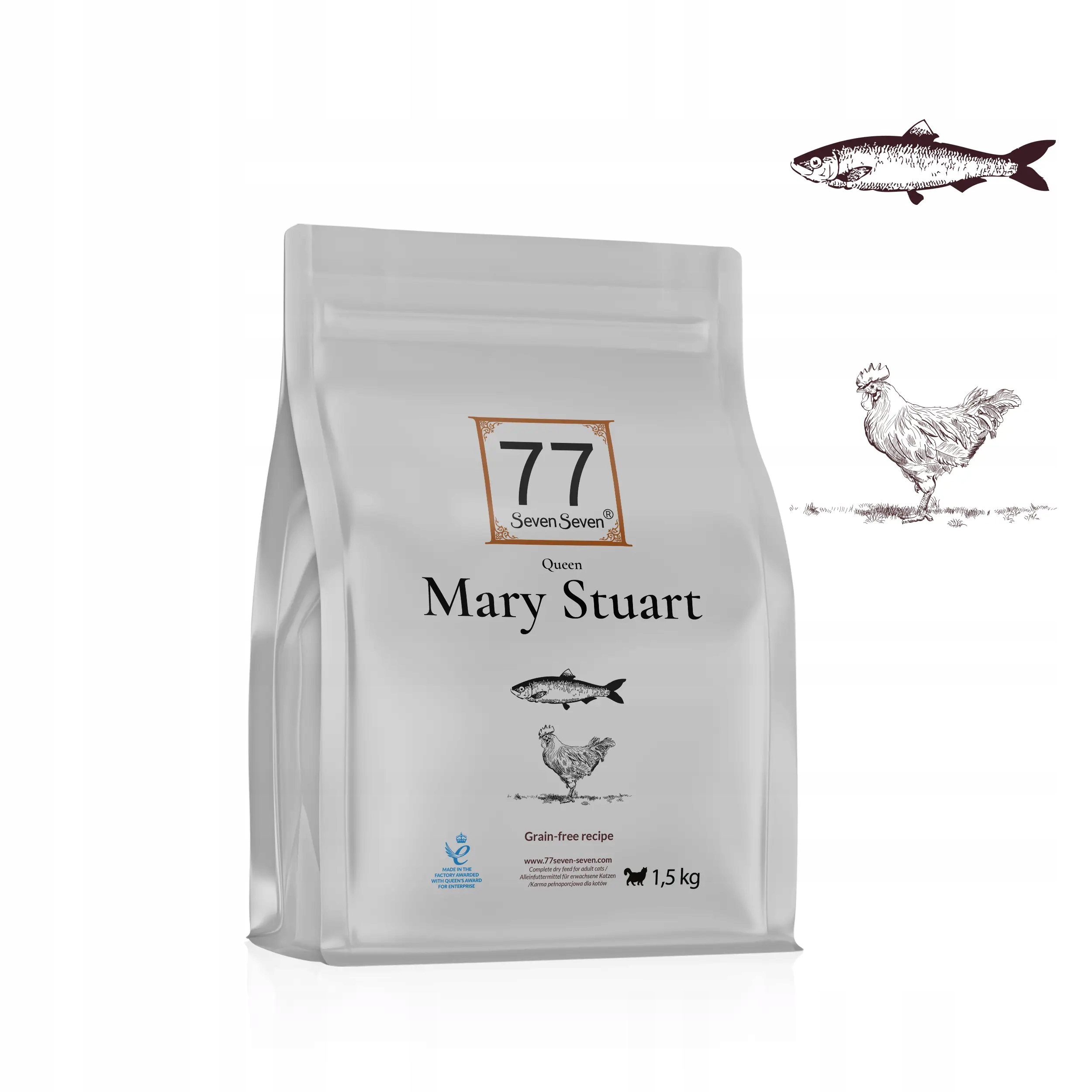 77 Mary Stuart suché krmivo Kuře s lososem a tuňákem – bez obilovin – 1,5 kg