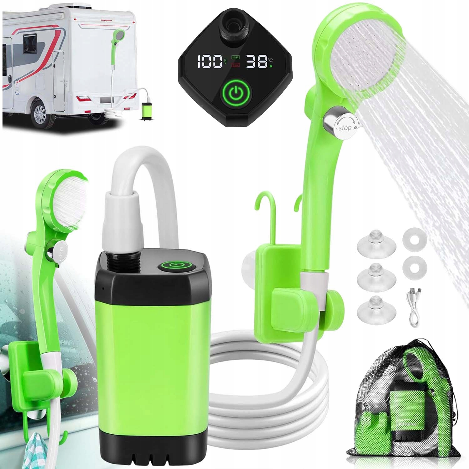 Turistická Kempingová Sprcha Na Akumulátor, Přenosný Polní Bivak S LCD
