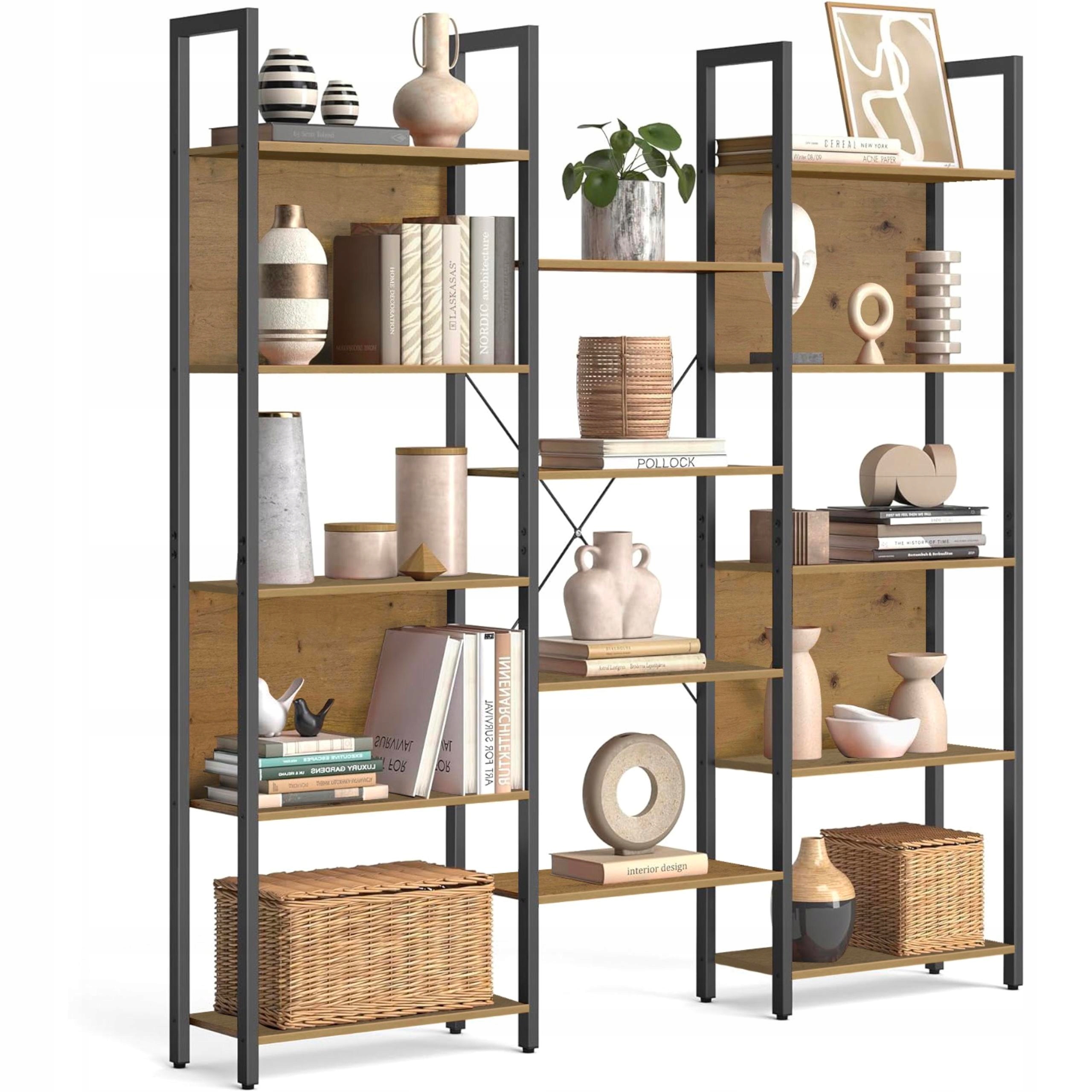 Regál čierny, veľký, priestranný, široký na knihy loft