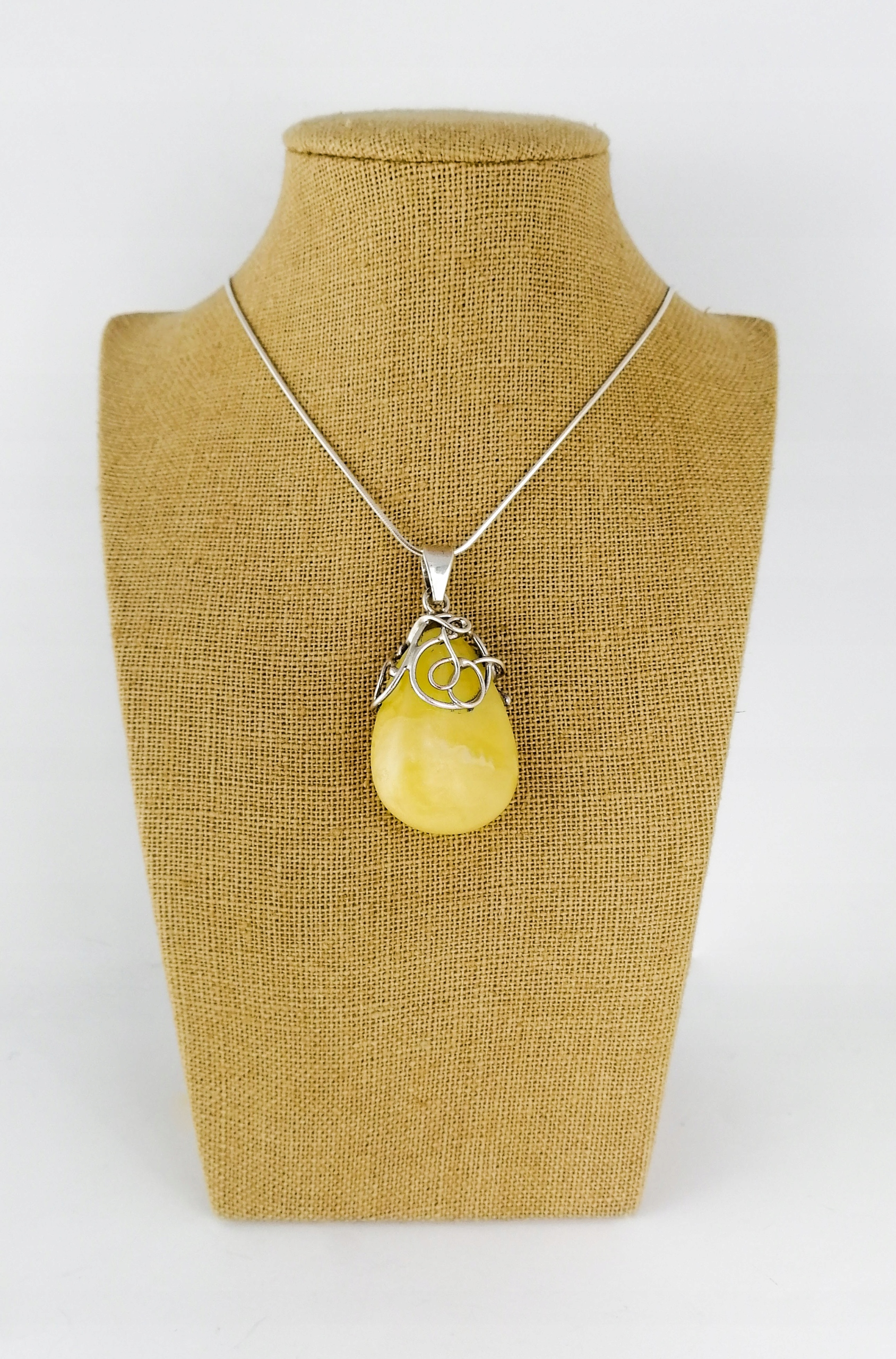 Přívěsek S Jantarem, náhrdelník, Stříbro 925