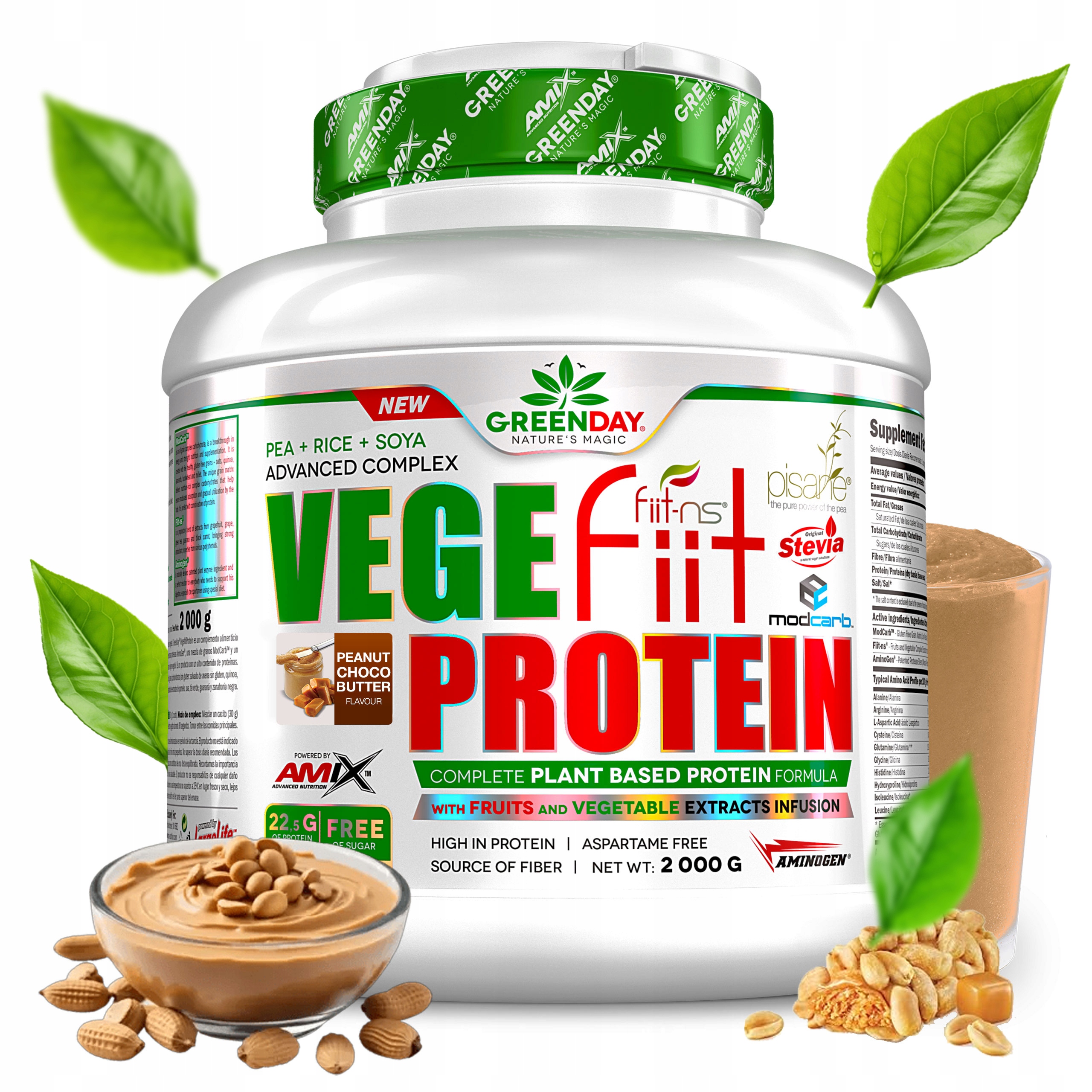 Protein Veganská z rýže sójového hrachu 2 kg Arašídový krém karamel