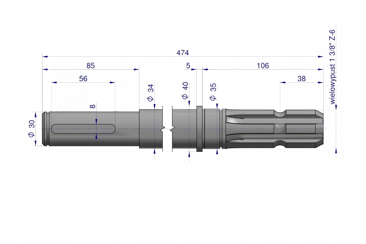 WAŁEK GŁÓWNY GŁOWICY KOSIARKA ROTACYJNA 5036020600 Producent części Korurs