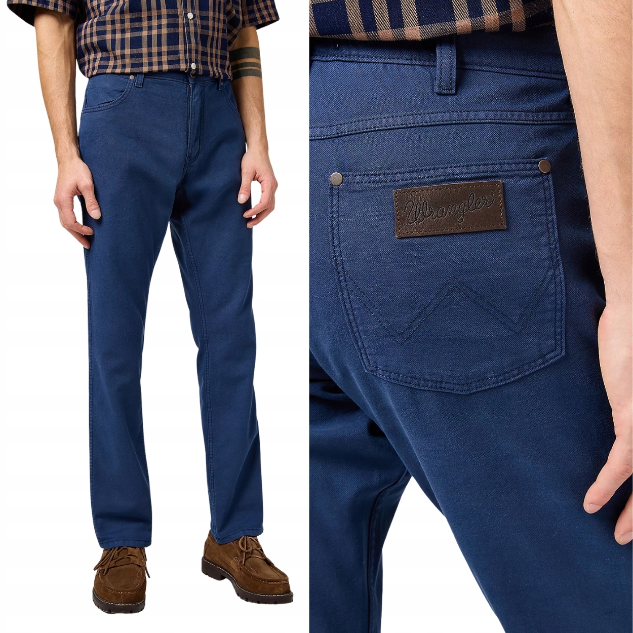 Wrangler Greensboro Navy jednoduché látkové kalhoty z bavlněného lnu W42 L34